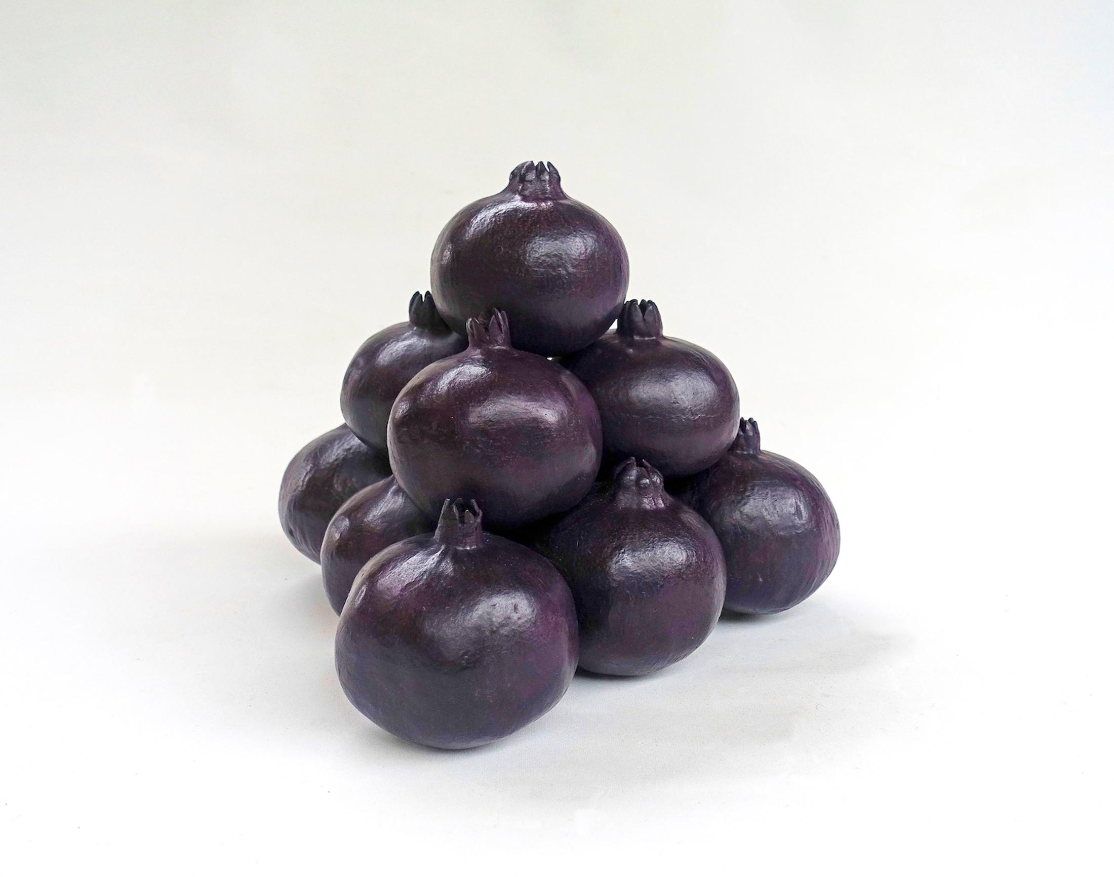 Exhibition View Group Show «QUAE EST IN NATURA ; view on Didier Marcel, Grenades, 2024, lost wax bronze, hot acid patina, 26 x 32 x 29 cm, ed. of 6 + 1 AP 1/6» at Galerie lange + pult, Zürich, 2024 / Photo: Felix Jungo / Courtesy: the artists and Galerie lange + pult