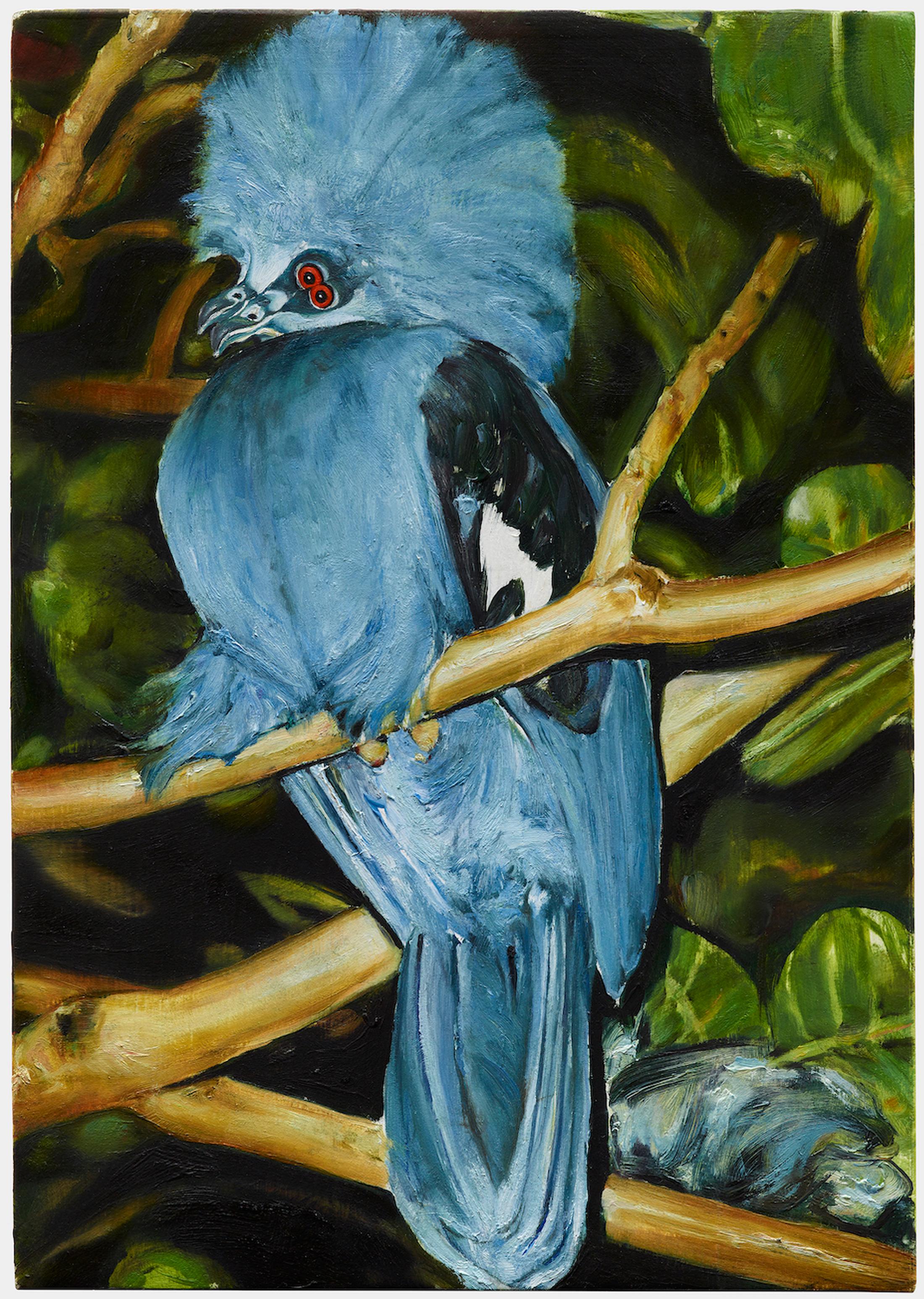 Exhibition View Group Show «QUAE EST IN NATURA ; view on Léopold Rabus, Oiseau e, 2022, oil on wood panel, 29 x 21 cm» at Galerie lange + pult, Zürich, 2024 / Photo: Felix Jungo / Courtesy: the artists and Galerie lange + pult