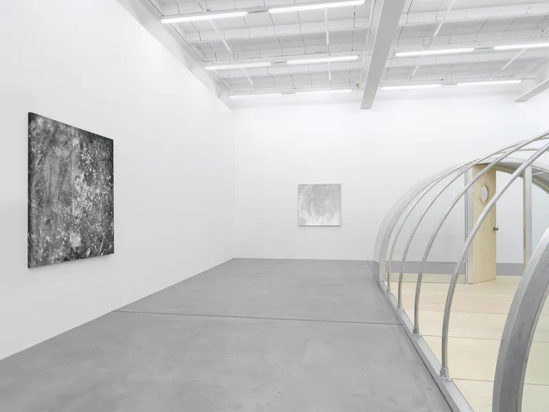 Exhibition View Group Show with installations by Raven Chacon, Belinda Kazeem-Kamiński and Oscar Tuazon at Galerie Eva Presenhuber, Maag Areal, Zurich, 2024 / Photo: Stefan Altenburger / Courtesy: the artists and Galerie Eva Presenhuber