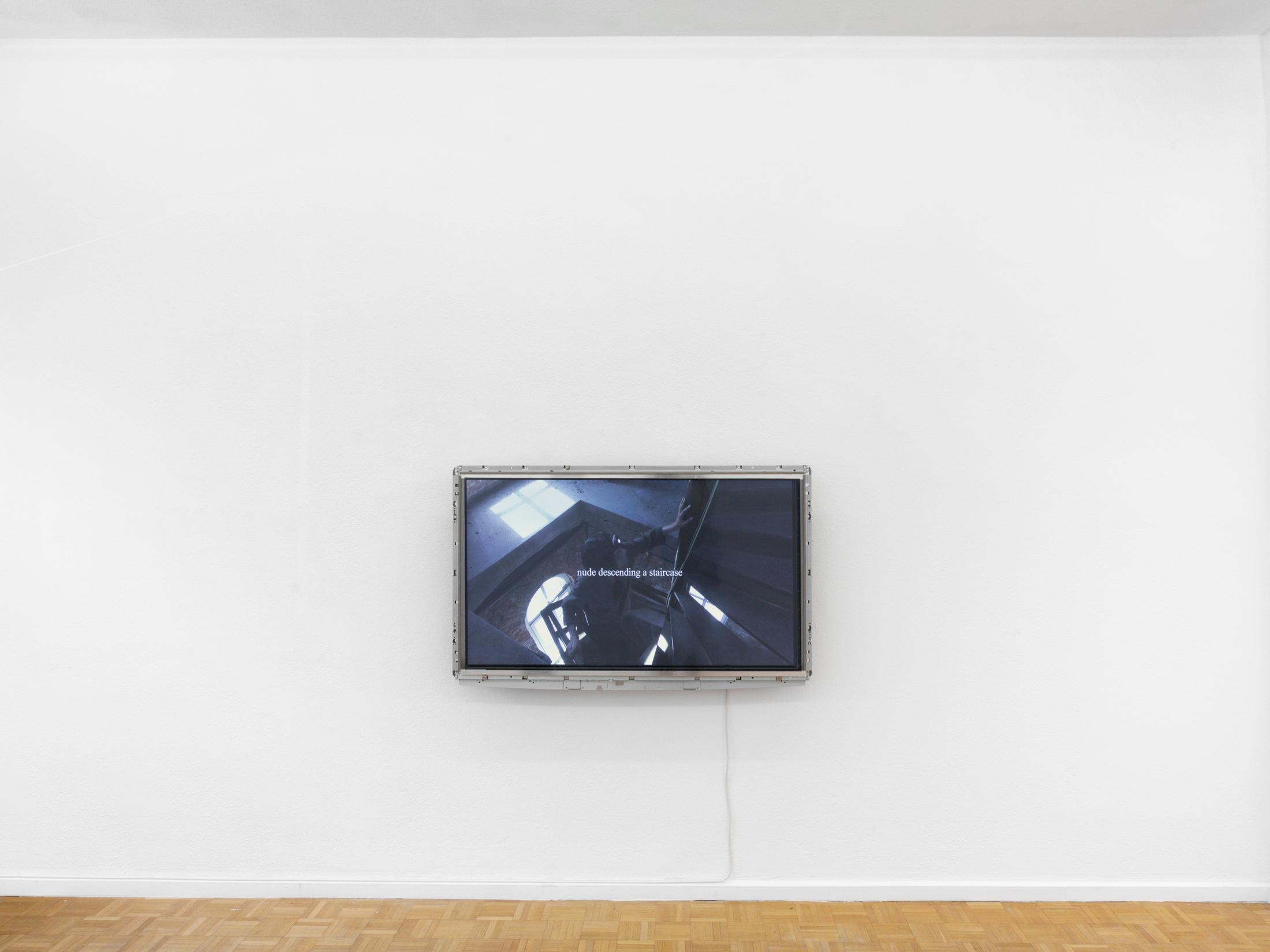 Exhibition View Group Show «From My Window; view on Luzie Meyer, Cyclic Indirections, 2022, HD video, 12 minutes, 21 seconds, Edition 1 of 4 + 1 AP» at Sentiment, Zurich, 2023 / Photo: Philipp Rupp & Julien Gremaud / Courtesy: the artist and Sentiment