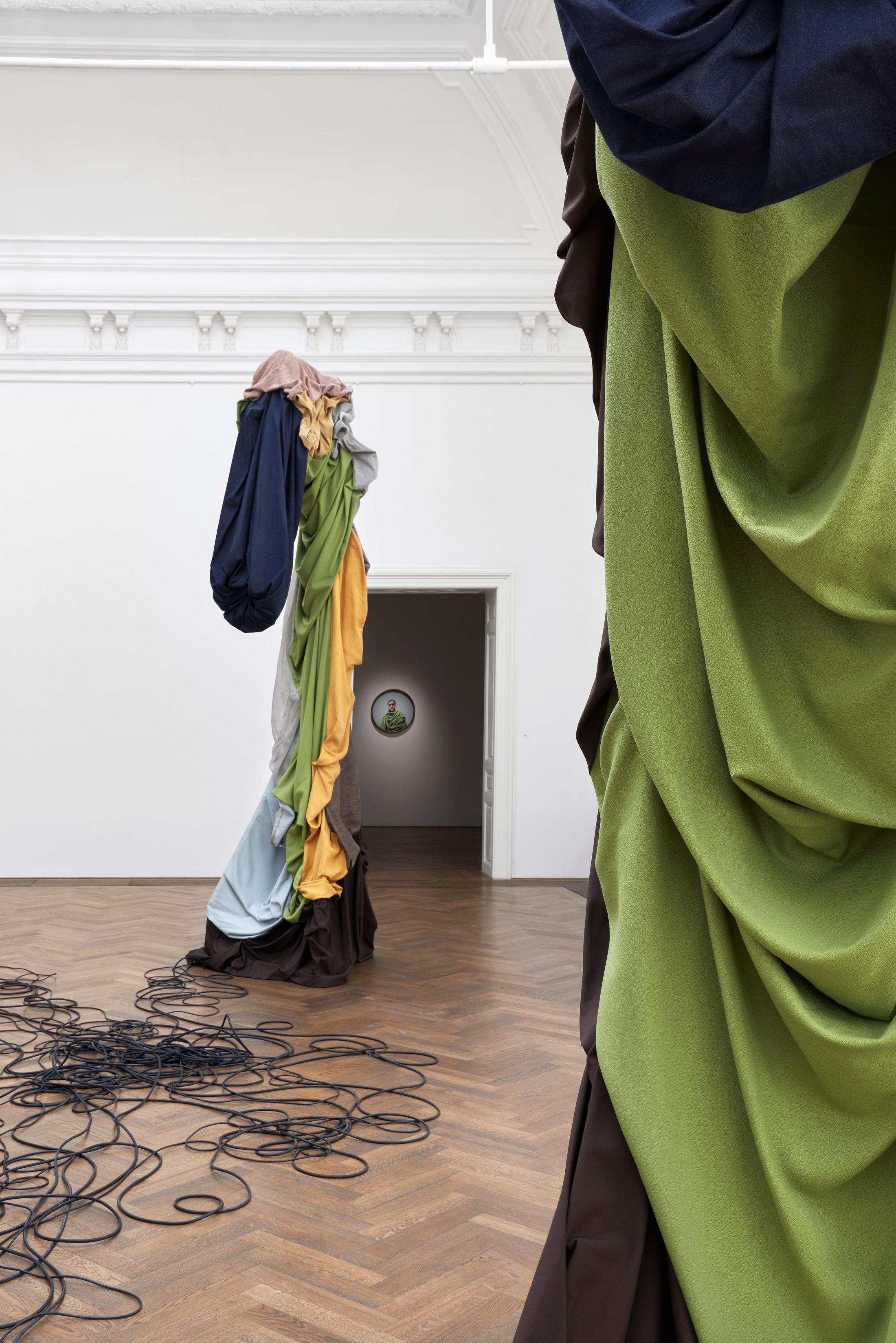 Exhibition View Solo Show Sandra Mujinga «Time as a Shield» at Kunsthalle Basel, 2024 / Photo: Philipp Hänger / Courtesy: The artist and Kunsthalle Basel