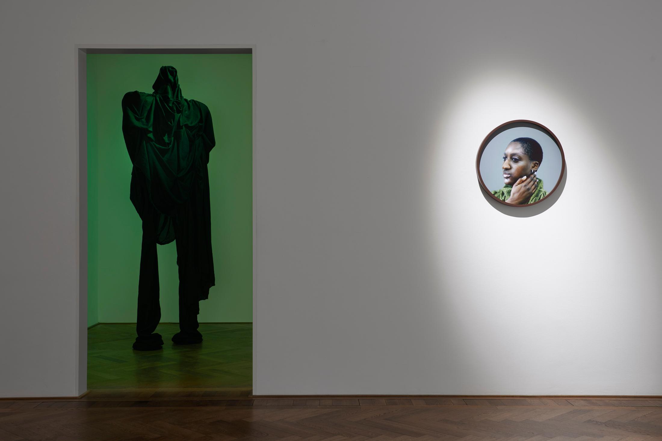 Exhibition View Solo Show Sandra Mujinga «Time as a Shield; view on Shared Breath (1–6) and Grief» at Kunsthalle Basel, 2024 / Photo: Philipp Hänger / Courtesy: The artist and Kunsthalle Basel