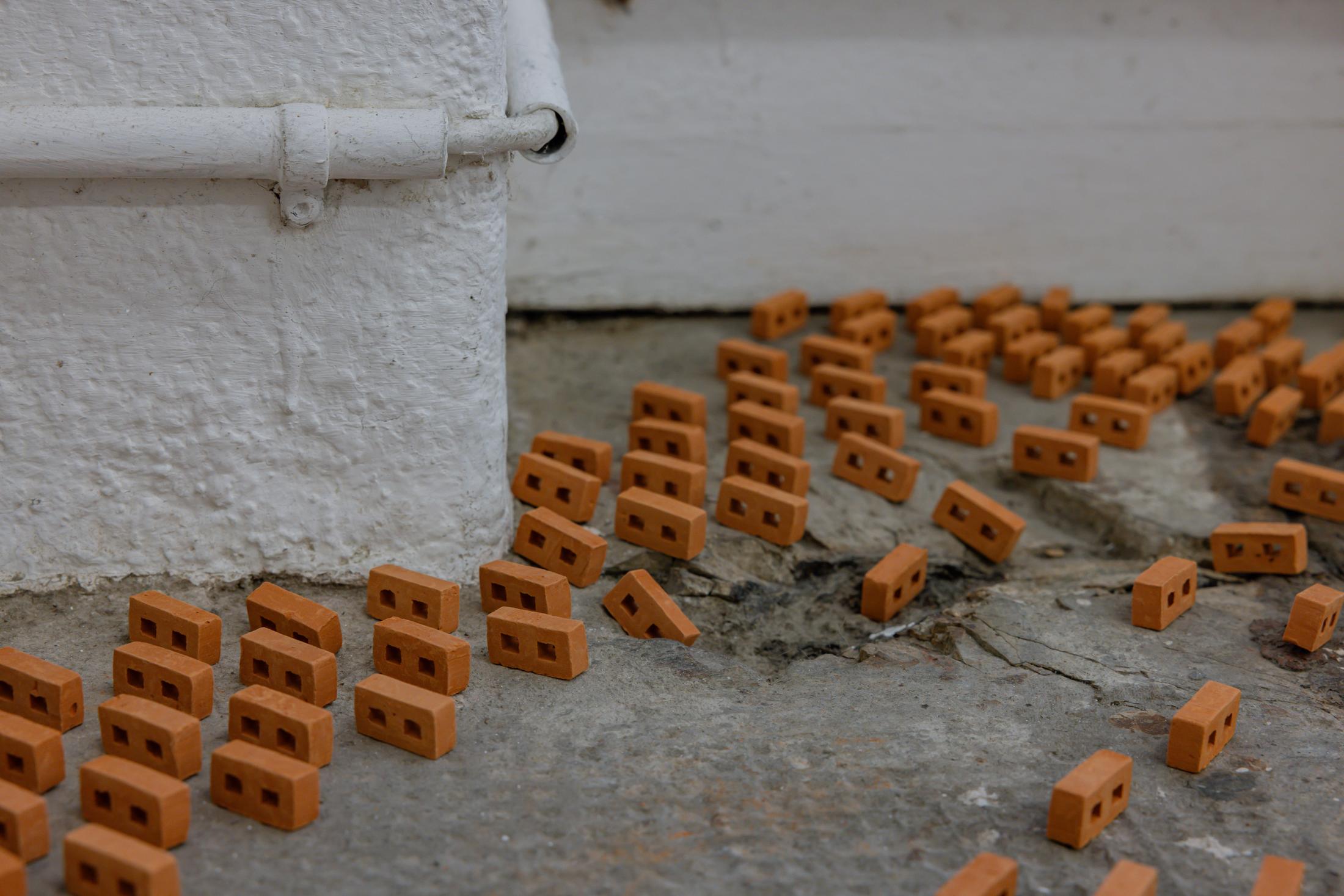 Exhibition View Duo Show Stirnimann-Stojanovic «Connecting through Collective Care and Redistribution; view on What if the walls were more flexible? – Assemblage 2 (detail), 2024» at WallStreet Fribourg, Fribourg, 2025 / Photo: Julie Folly / Courtesy: the artists and WallStreet