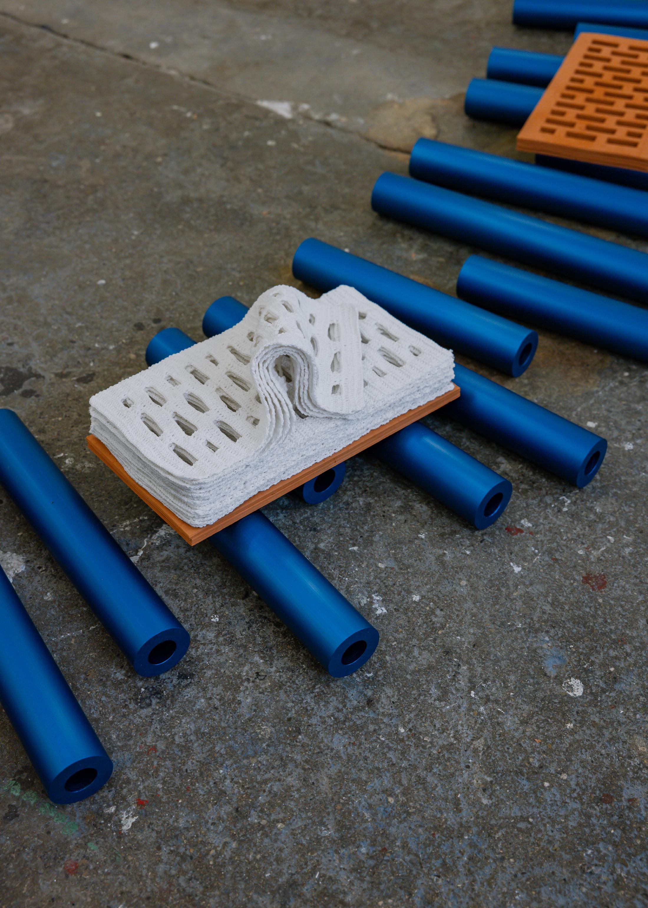 Exhibition View Duo Show Stirnimann-Stojanovic «Connecting through Collective Care and Redistribution ; view on What if the walls were more flexible?– Connecting through Collective Care and Redistribution (detail), 2024» at WallStreet Fribourg, Fribourg, 2025 / Photo: Julie Folly / Courtesy: the artists and WallStreet