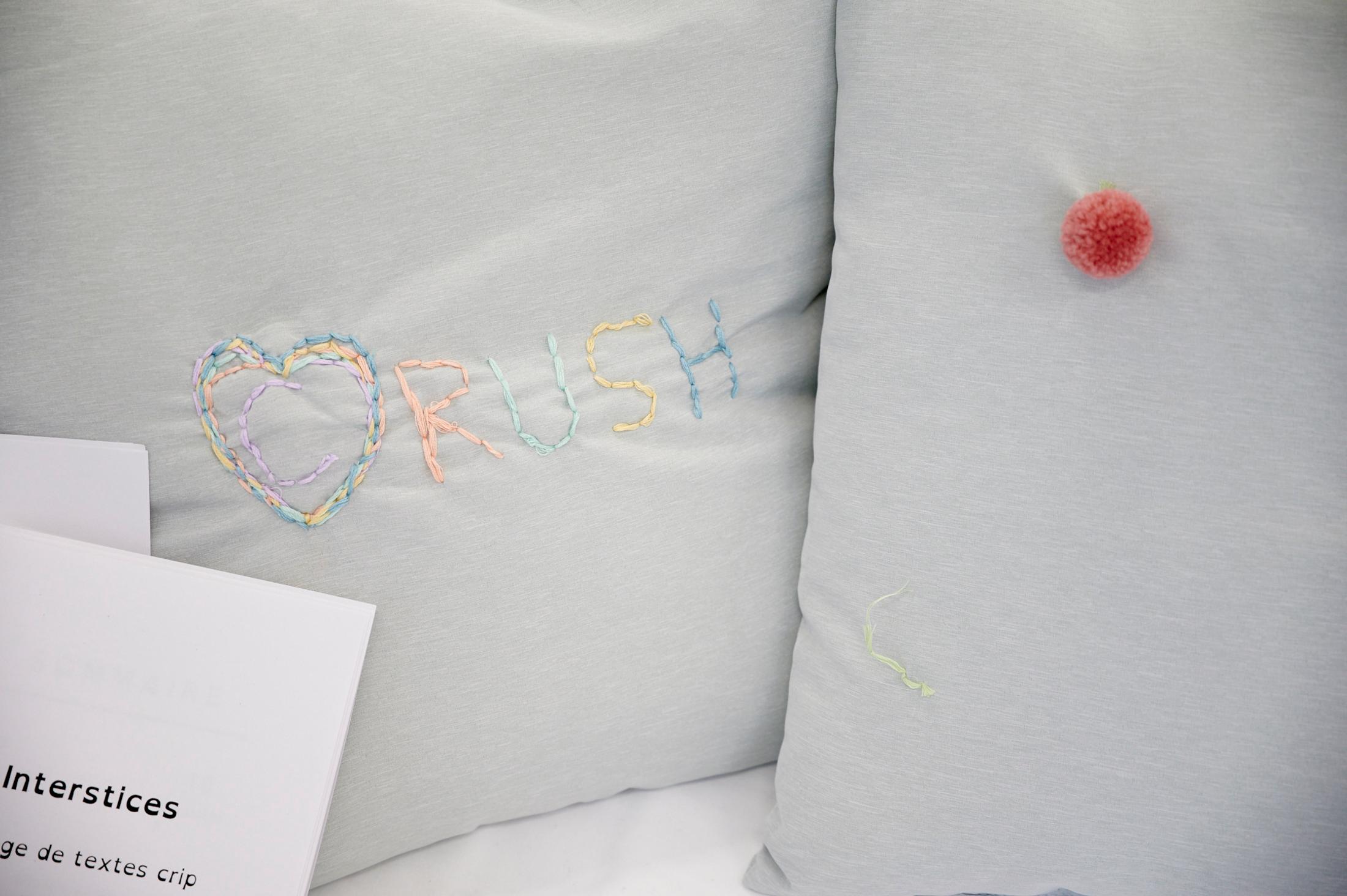 Exhibition View Group Show «Sweet Crip; view on Criptonite, Pleasure, 2023, Acrylic on medicine tablets» at Krone Couronne, Biel, 2023 / Photo: Alizée Quinche / Courtesy: the artists and Krone Couronne