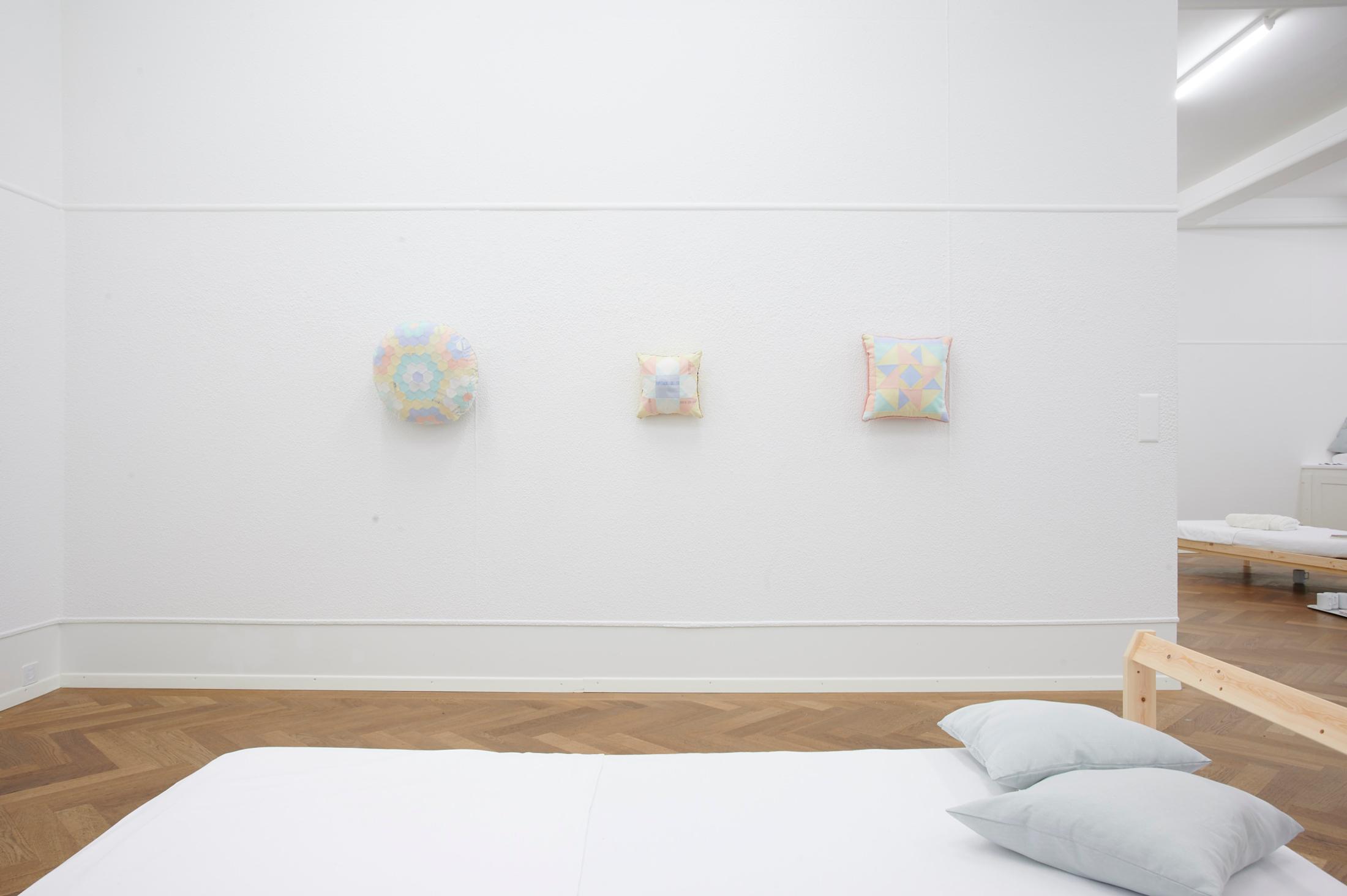 Exhibition View Group Show «Sweet Crip; view on Benoît Piéron, Underpillow Talk V, IV and II, 2022» at Krone Couronne, Biel, 2023 / Photo: Alizée Quinche / Courtesy: the artist and Krone Couronne