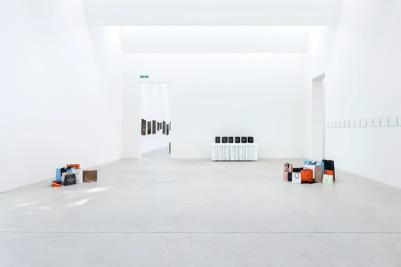 Exhibition View Sylvie Fleury Solo Show «Shoplifters from Venus» at Kunstmuseum Winterthur, Winterthur, 2023 / Photo: Reto Kaufmann / Courtesy: the artist, Gallery Mehdi Chouakri and Sprüth Magers