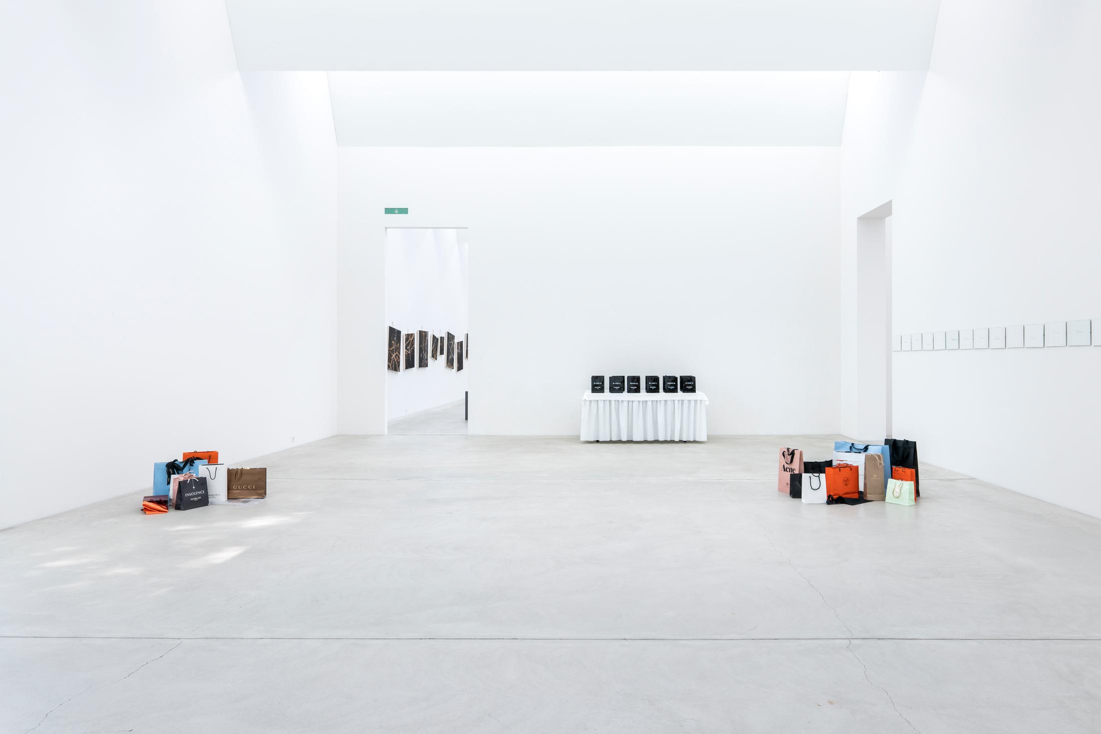 Exhibition View Sylvie Fleury Solo Show «Shoplifters from Venus» at Kunstmuseum Winterthur, Winterthur, 2023 / Photo: Reto Kaufmann / Courtesy: the artist, Gallery Mehdi Chouakri and Sprüth Magers