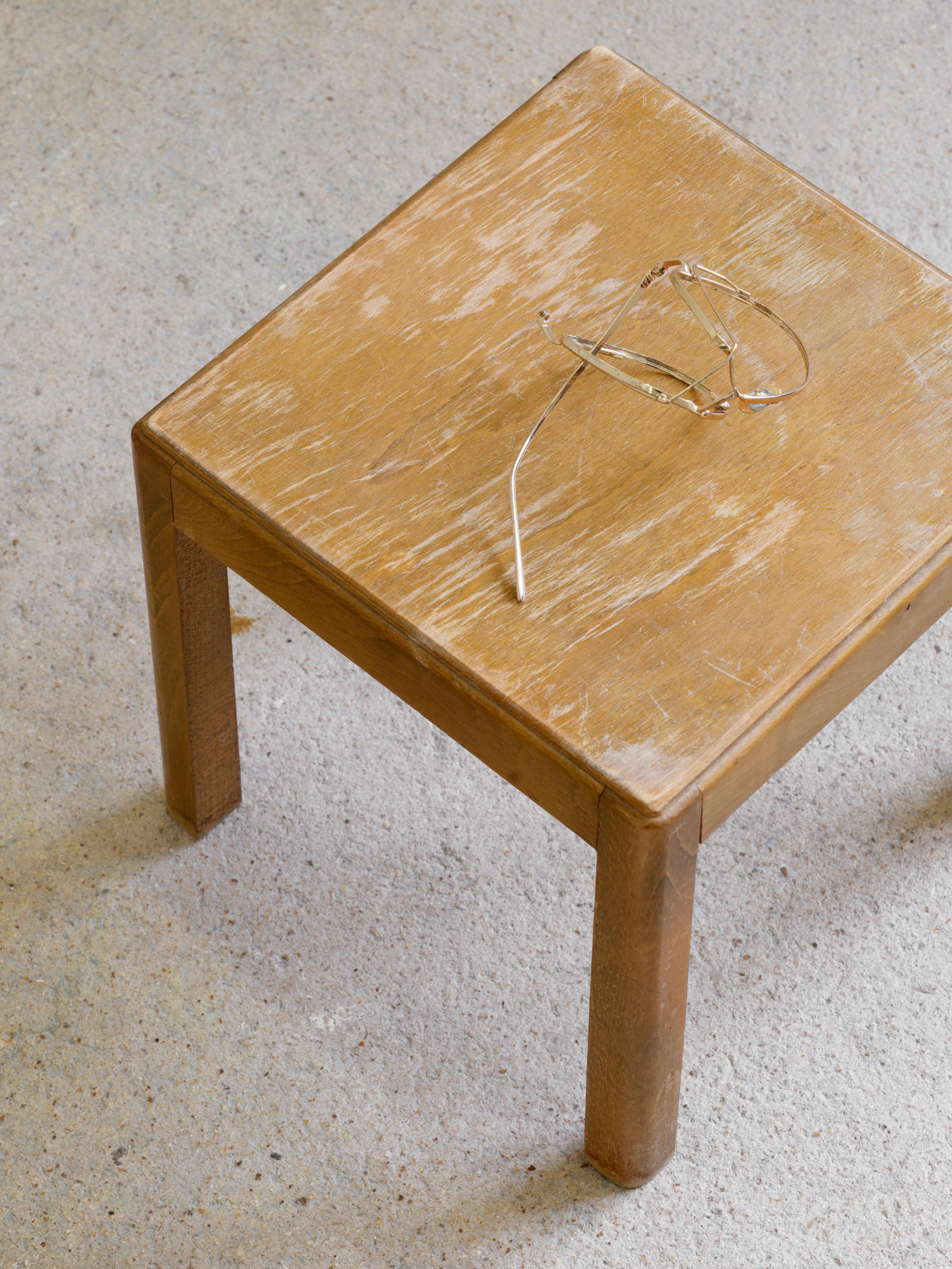 Exhibition View Group Show «The House, the Paste, the Weather (part 1); view on Aida Tariq Rebull ~, Eyeglass frame, 2024» at Stiftung Binz39, Zurich, 2024-2025 / Photo: Conradin Frei / Courtesy: the artists and Stiftung Binz39