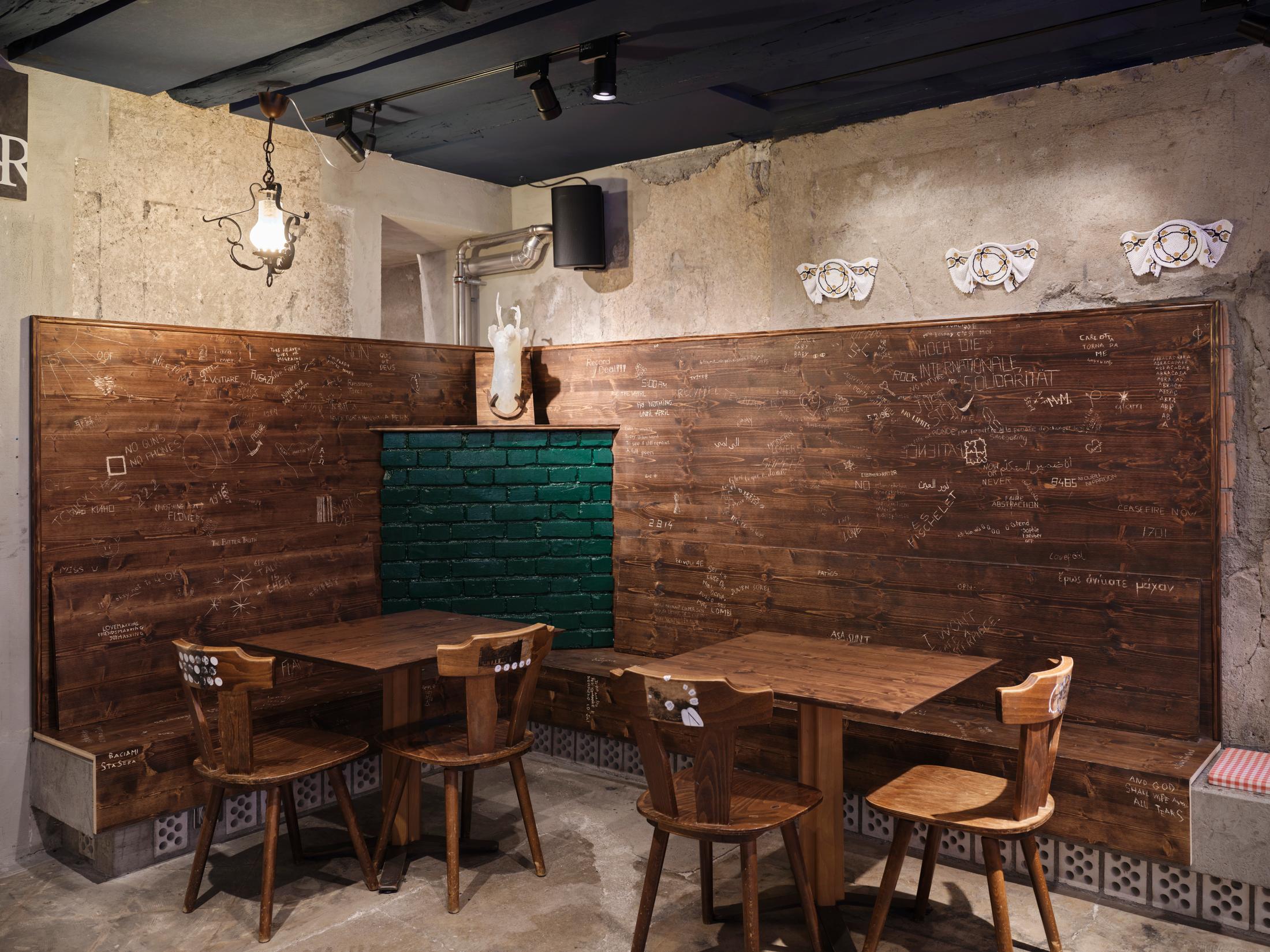 Exhibition View Group Show «The Red Herring» at Cabaret Voltaire Artists’ Bar, Zurich, 2025 / Photo: Philipp Hänger / Courtesy: the artists and Cabaret Voltaire