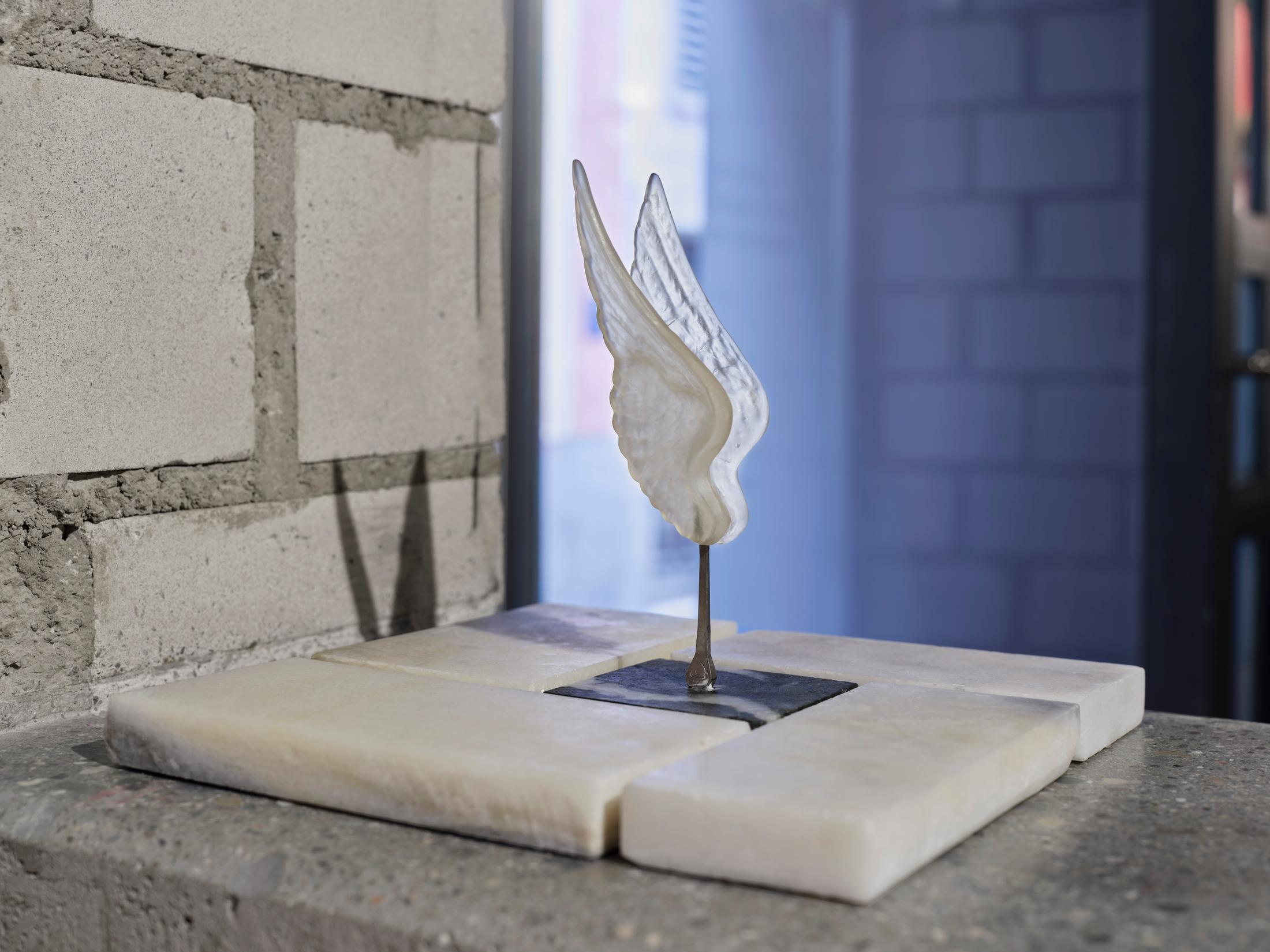 Exhibition View Group Show «The Red Herring; view on Elena Barmpa, Triple gaze (detail), 2024» at Cabaret Voltaire Artists’ Bar, Zurich, 2025 / Photo: Philipp Hänger / Courtesy: the artists and Cabaret Voltaire