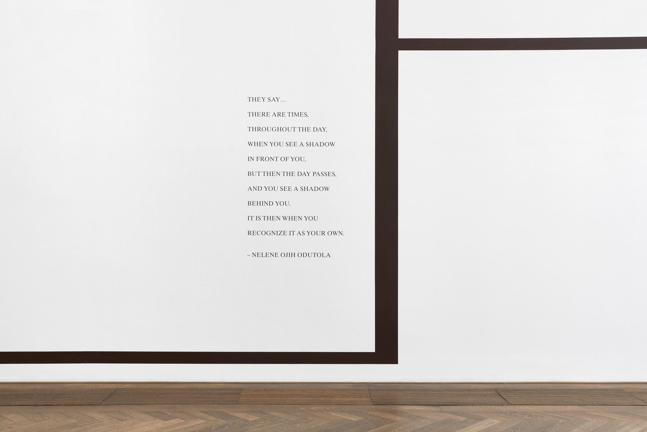 Exhibition View Solo Show Toyin Ojih Odutola «Ilé Oriaku; view on Toyin Ojih Odutola, Ilé Oriaku (Detail), 2024» at Kunsthalle Basel, Basel, 2024 / Photo: Philipp Hänger / Courtesy: The artist and Kunsthalle Basel