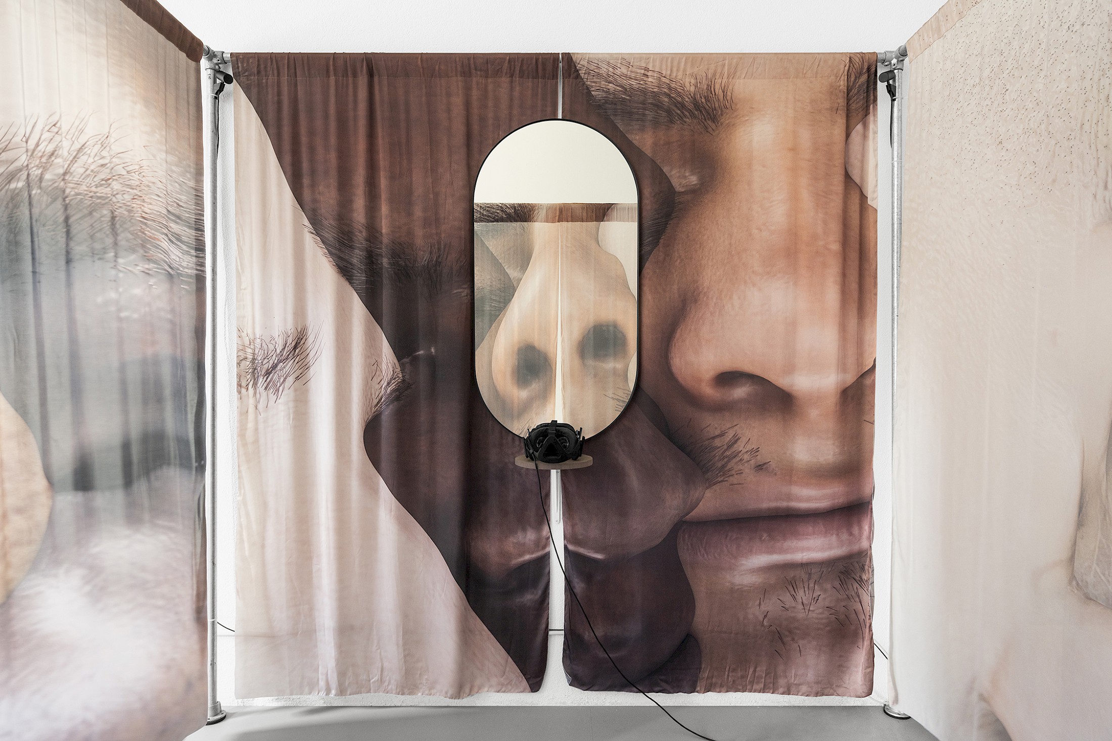 Exhibition View Group Show «Unseen Reconstructions; view on view on Robin Bervini, Until I Stop Trying to Get Out of My Skin, 2020, Installation and VR Experience, duration 5'20» at La Rada, Locarno, 2023 / Photo: Riccardo Giancola / Courtesy: the artist and La Rada