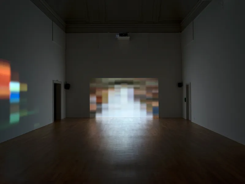 Exhibition View Solo Show Valentina Triet «Of manners, of trips; view on Provider in Spring and Summer 2024, 16:9, 10:46 & Provider in Fall Haute Couture 1995, 4:3, 02:24» at Kunsthalle Winterthur, Winterthur, 2024-2025 / Photo: Cedric Mussano / Courtesy: the artist and Kunsthalle Winterthur