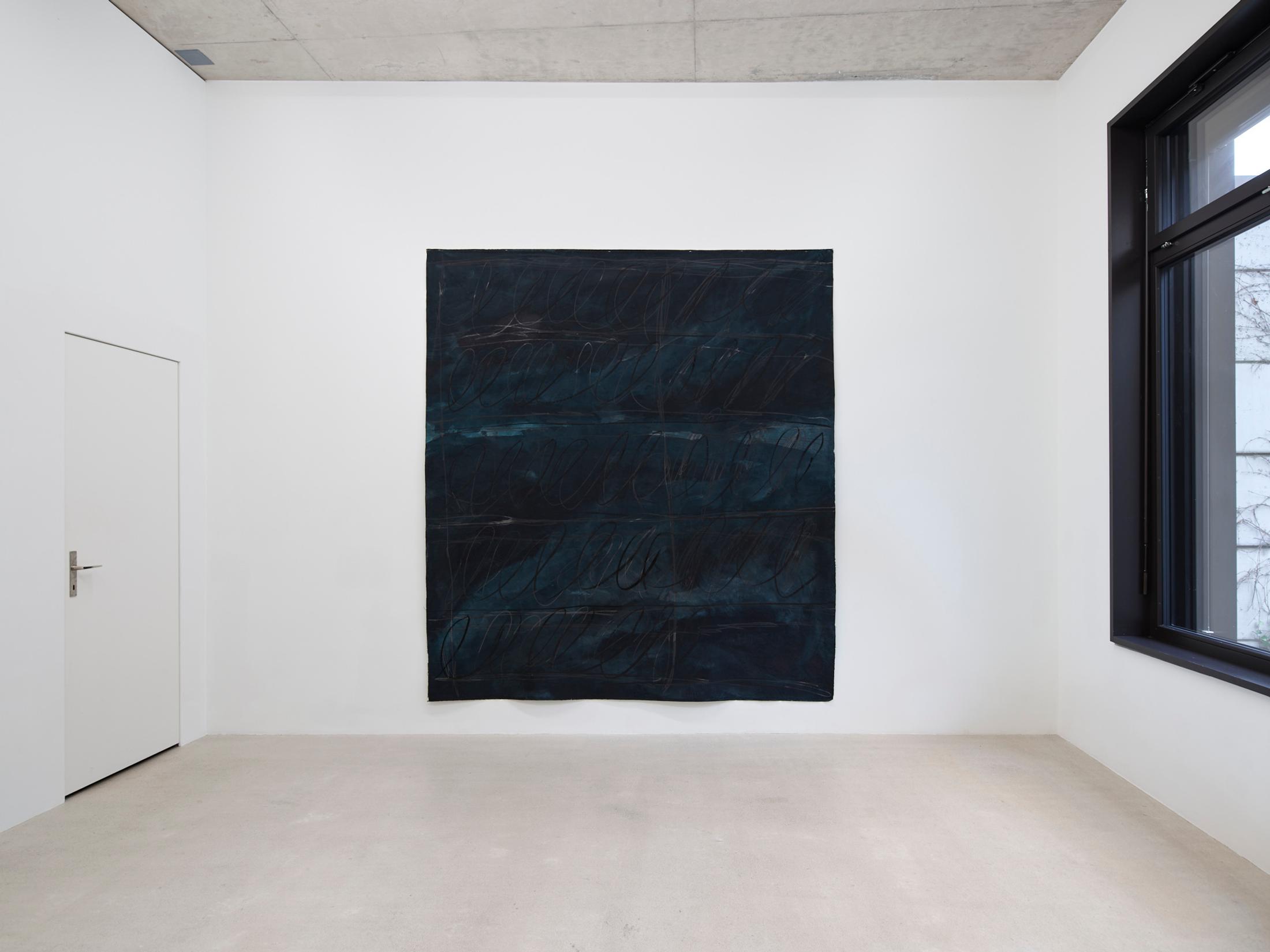 Exhibition View Solo Show Vanessa Disler «Here On Earth ; view on November Return, 2025, Acrylic, graphite, charcoal on canvas, 257 × 225 cm» at Damien & The Love Guru, Zurich, 2025 / Photo: Felix Jungo / Courtesy: the artist and Damien & The Love Guru