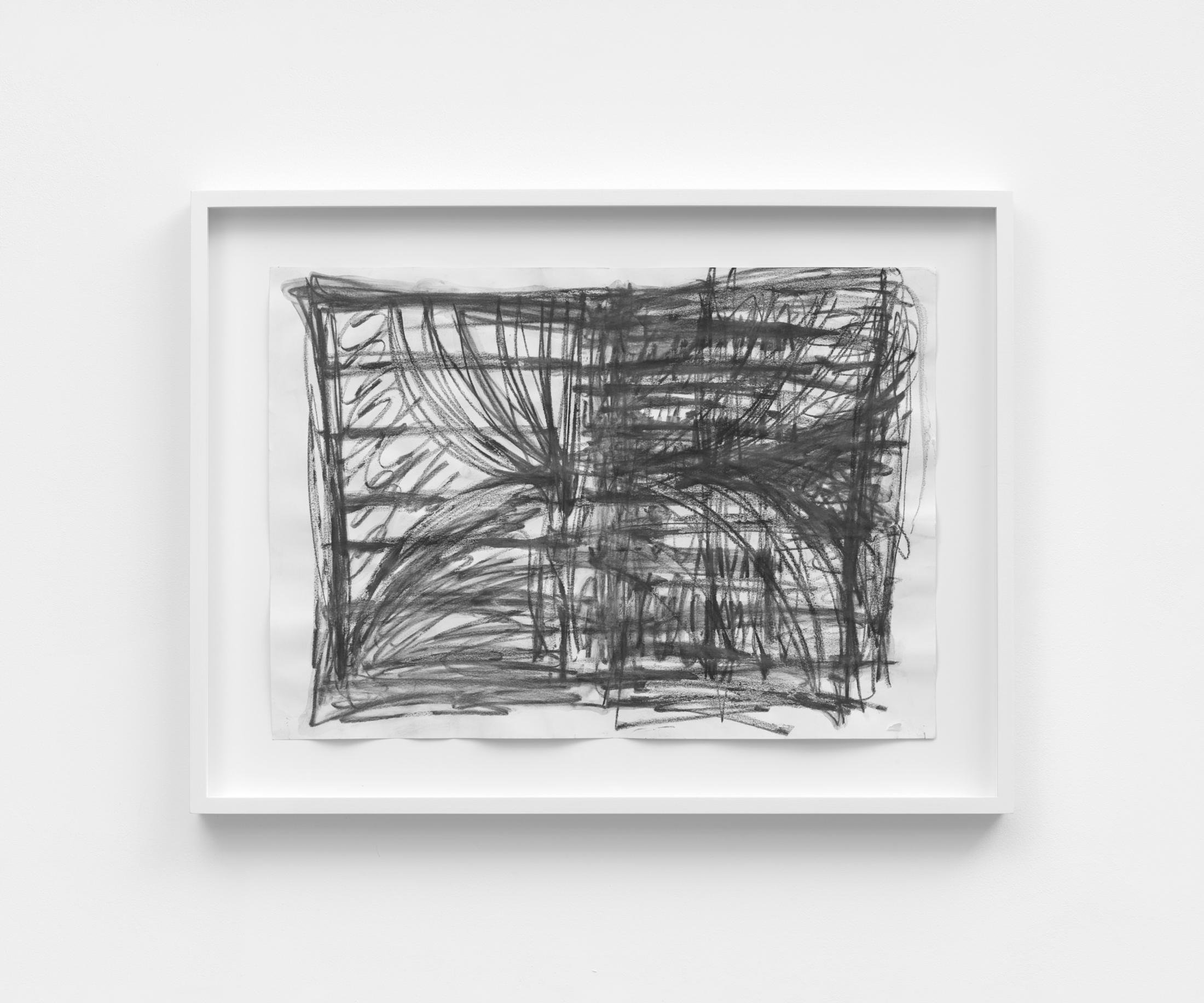 Exhibition View Solo Show Vanessa Disler «Here On Earth ; view on Sleep Script -IV, 2024, Graphite on paper, 42 × 59.4 cm, 54.5 × 72 × 4.7 cm (framed)» at Damien & The Love Guru, Zurich, 2025 / Photo: Felix Jungo / Courtesy: the artist and Damien & The Love Guru