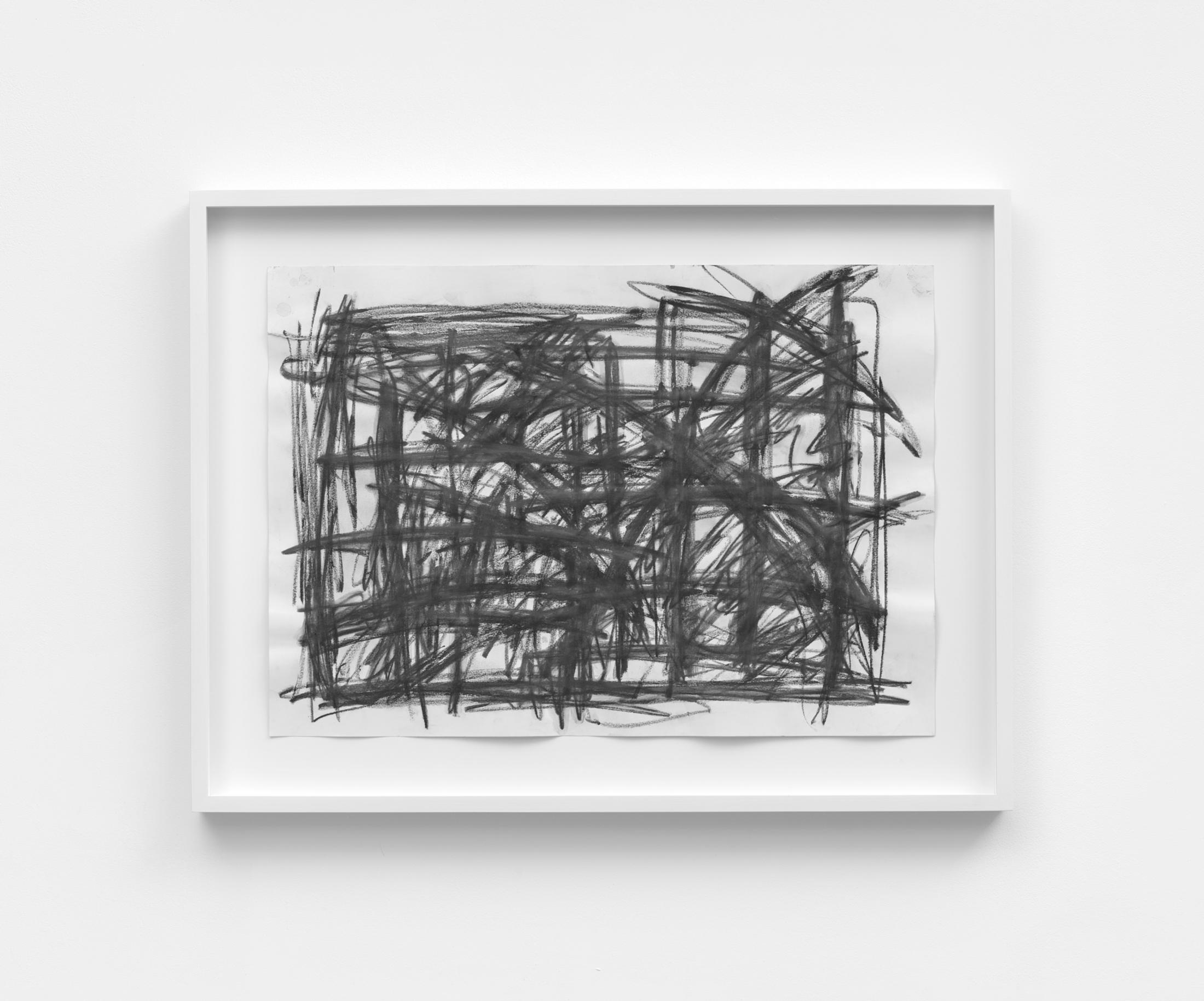 Exhibition View Solo Show Vanessa Disler «Here On Earth ; view on Sleep Script -V, 2024, Graphite on paper, 42 × 59.4 cm, 54.5 × 72 × 4.7 cm (framed)» at Damien & The Love Guru, Zurich, 2025 / Photo: Felix Jungo / Courtesy: the artist and Damien & The Love Guru