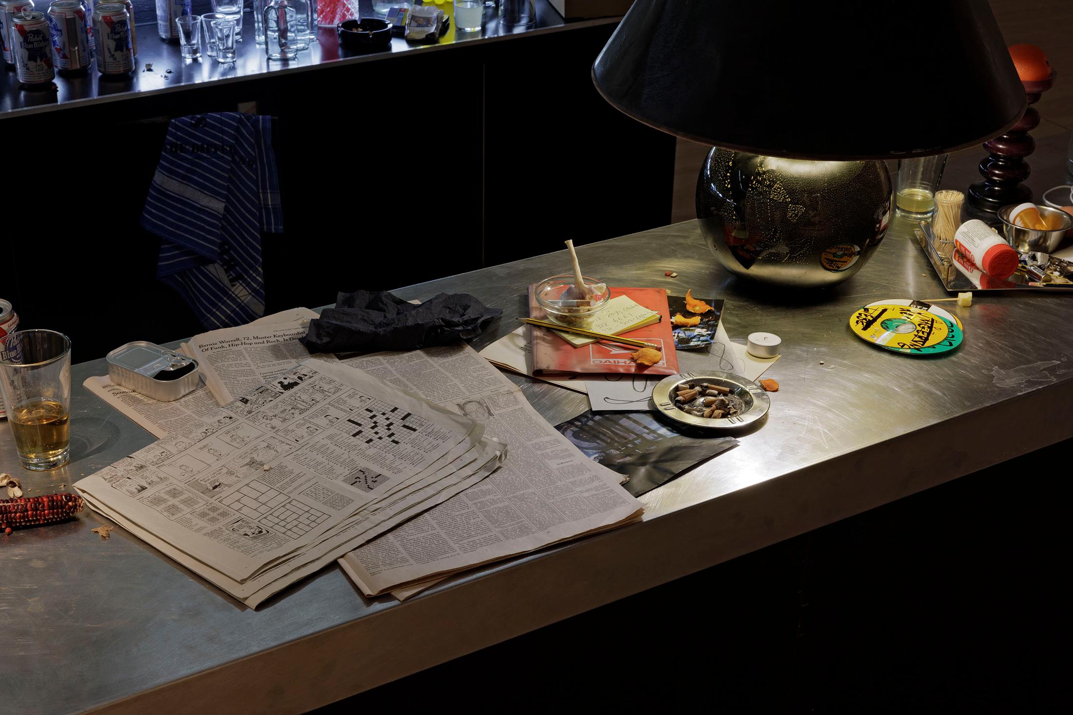 Exhibition View Solo Show Vanessa Disler «Euphoric Recall; view on Vanessa Disler, Euphoric Recall (Detail), 2024, Various material, ca. 273 x 600 x 325 cm» at Kunstforum Baloise Park, Basel, 2024 / Photo: Gina Folly / Courtesy: the artist and Damien and the Love Guru