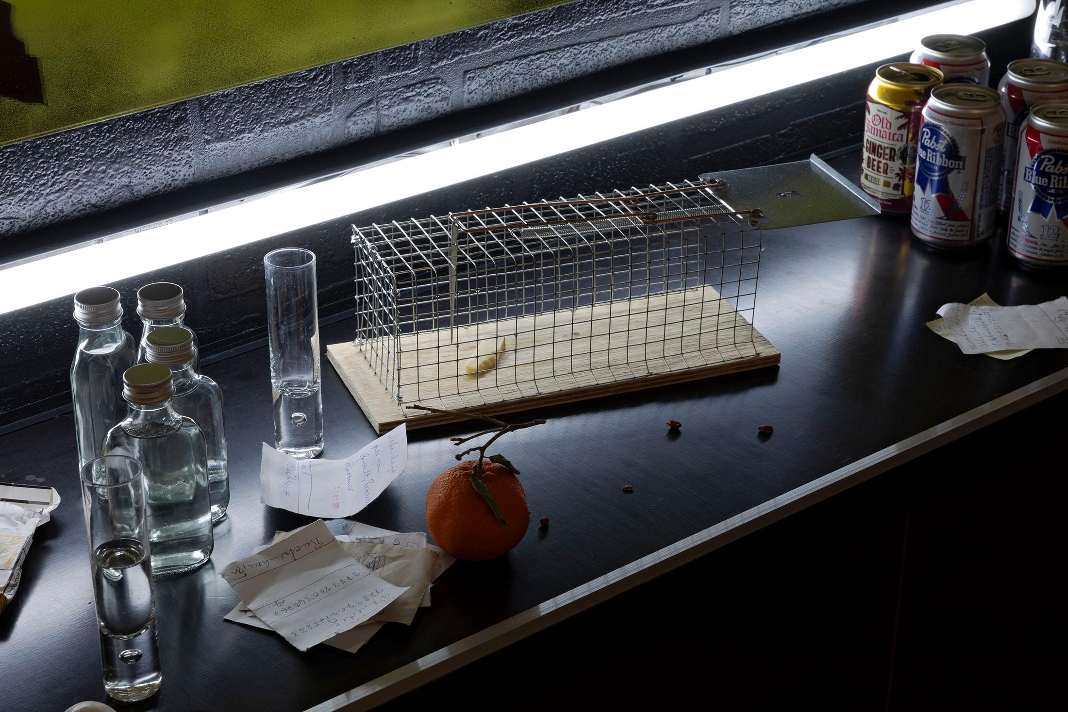 Exhibition View Solo Show Vanessa Disler «Euphoric Recall; view on Vanessa Disler, Euphoric Recall (Detail), 2024, Various material, ca. 273 x 600 x 325 cm» at Kunstforum Baloise Park, Basel, 2024 / Photo: Gina Folly / Courtesy: the artist and Damien and the Love Guru