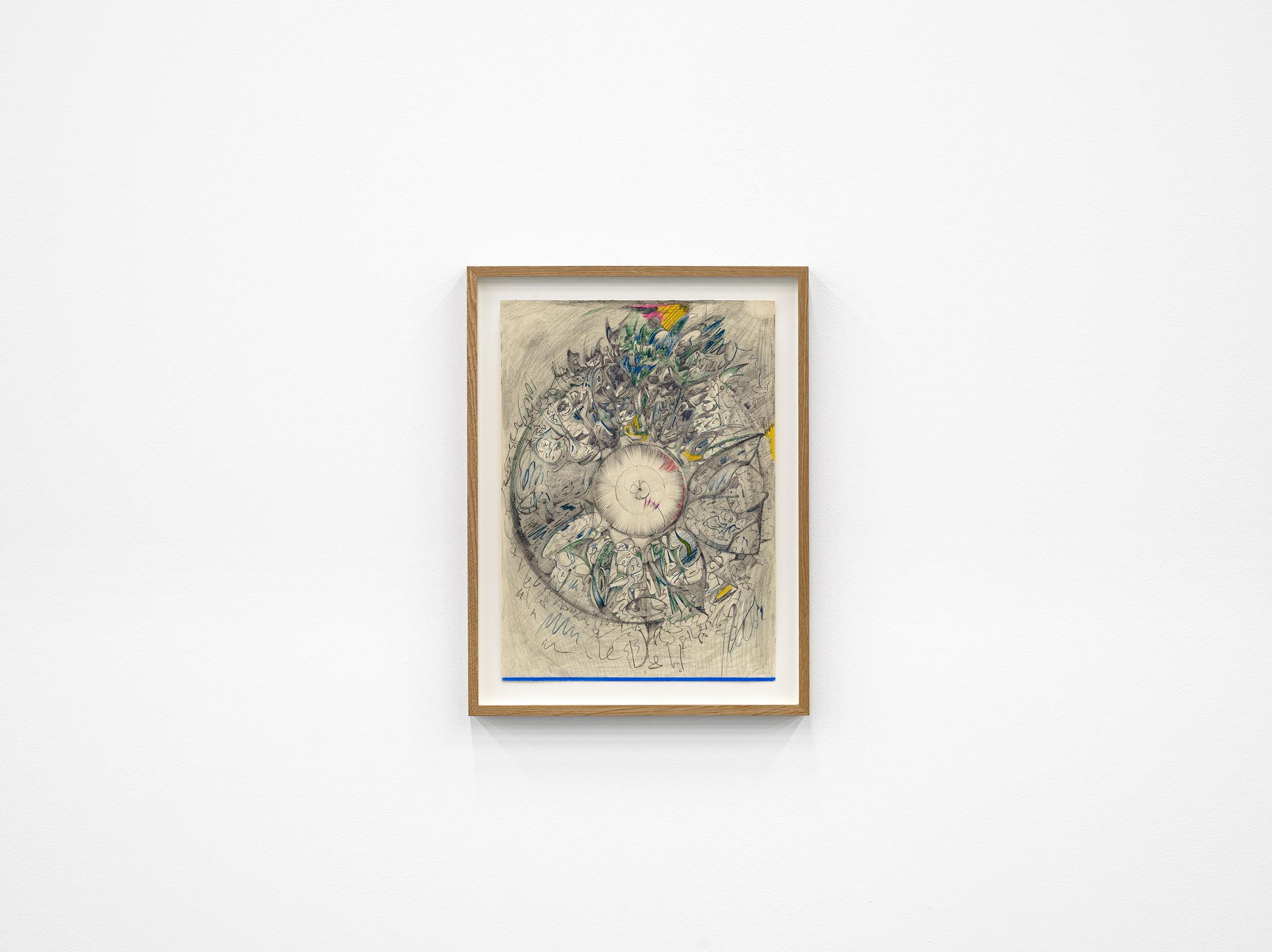 Exhibition View Solo Show Vijay Masharani «Big Casino ; view on Apparition, 2024, Graphite, coloured pencil and conté crayon on paper» at Kunsthalle Zürich, Zurich, 2025 / Photo: Cedric Mussano / Courtesy: the artist and Clima, Milan