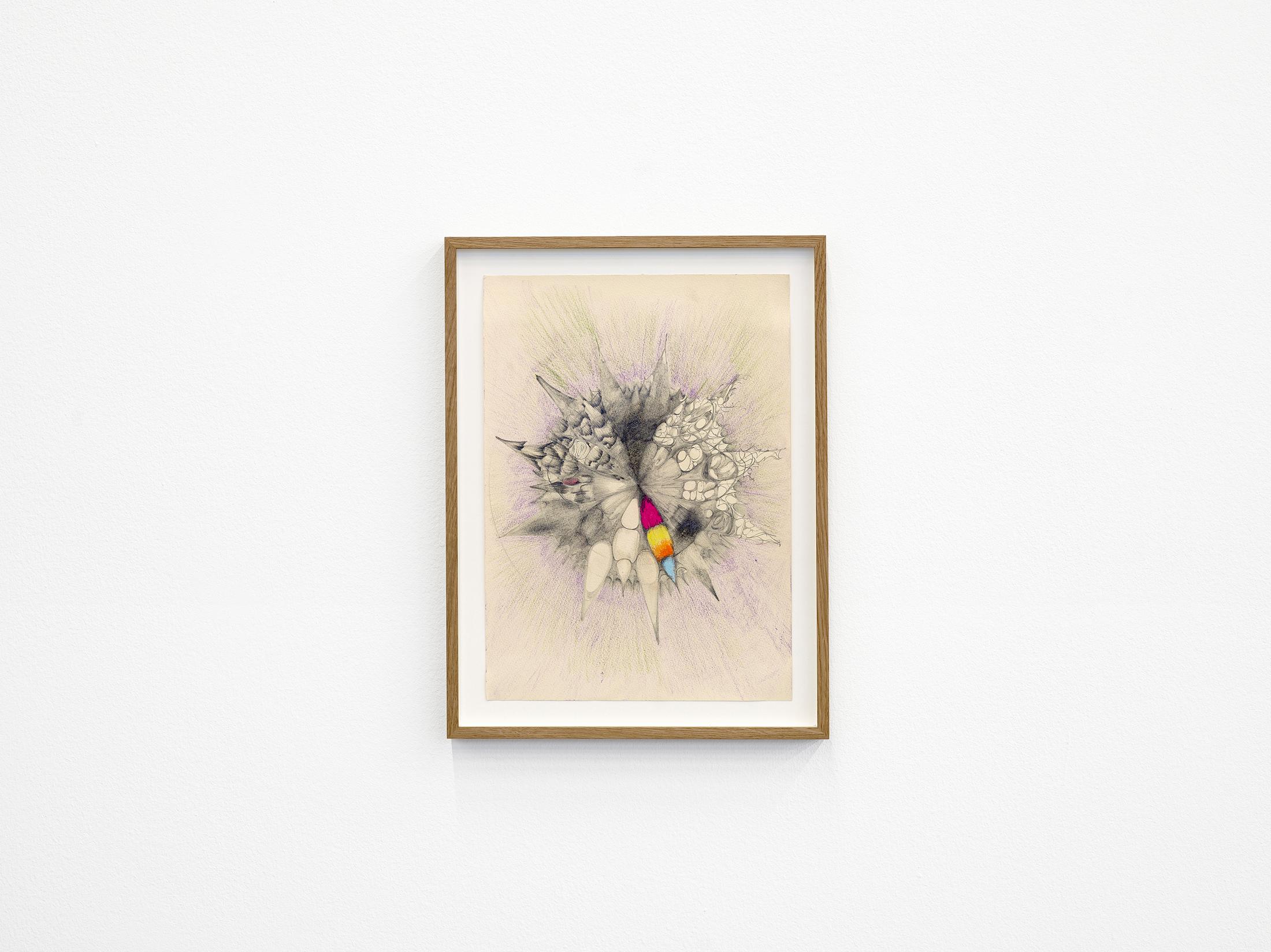 Exhibition View Solo Show Vijay Masharani «Big Casino ; view on Slit, 2024, Graphite, coloured pencil and conté crayon on paper» at Kunsthalle Zürich, Zurich, 2025 / Photo: Cedric Mussano / Courtesy: the artist and Clima, Milan