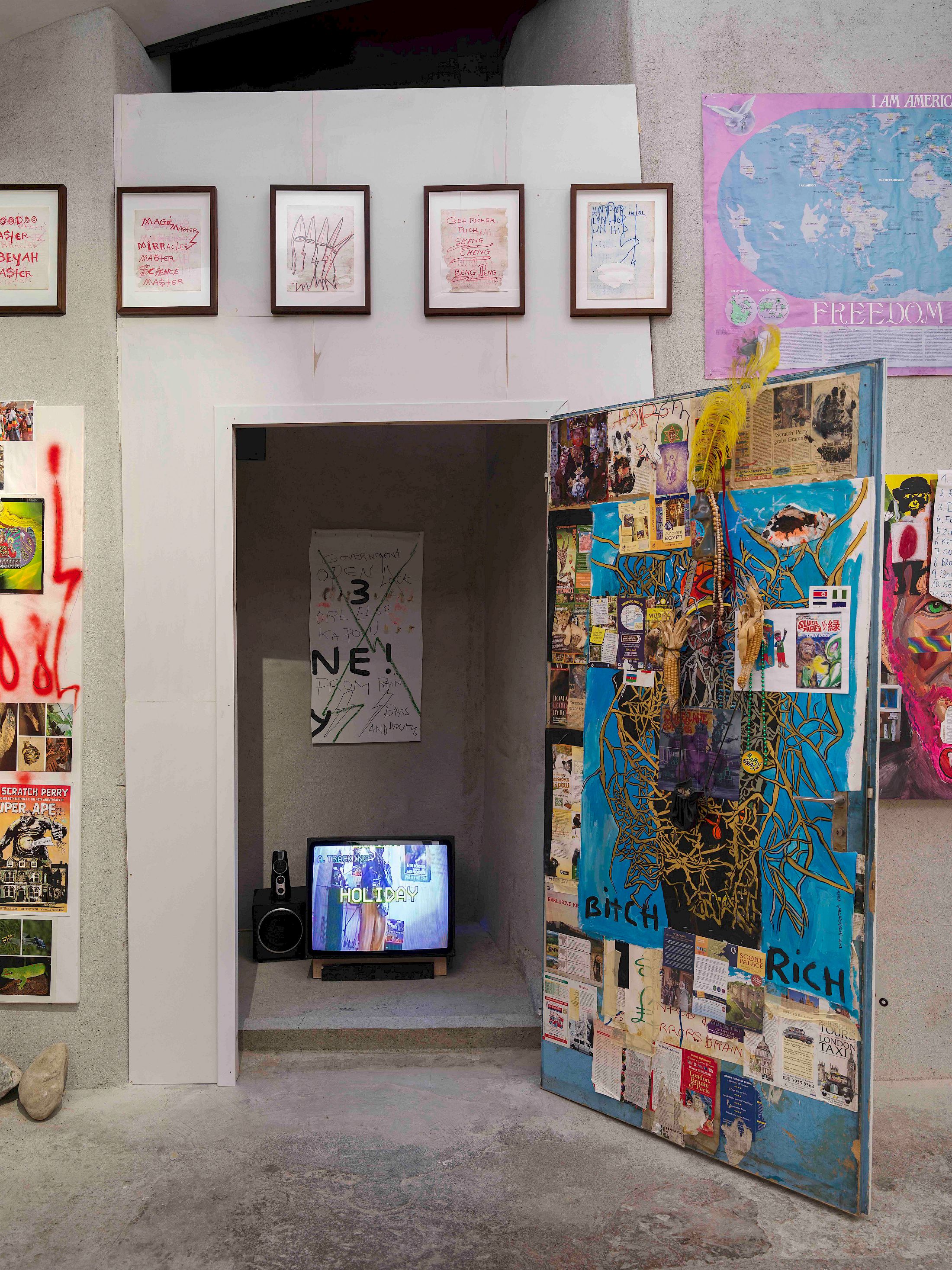 Exhibition View Solo Show «Lee Scratch Perry» at Cabaret Voltaire, Zurich, 2024 / Photo: Cedric Mussano / Courtesy: The artist and Cabaret Voltaire