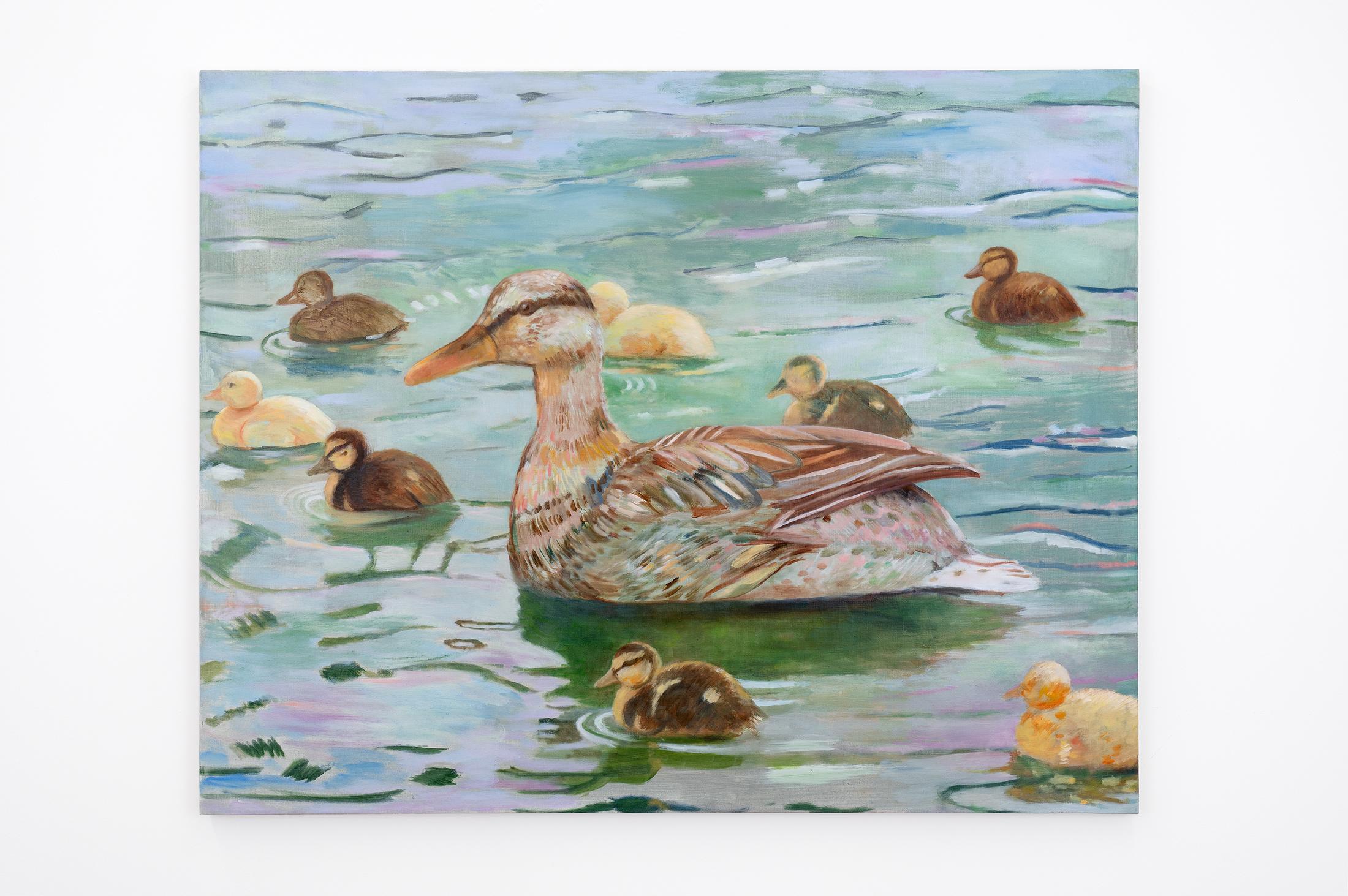 Exhibition View Birgit Megerle and Robert Müller Joint Exhibition «Enfanterie; view on Birgit Megerle, Care I, 2020, Oil on Canvas» at Kirchgasse, Steckborn, 2020 / Courtesy: the artists and Kirchgasse