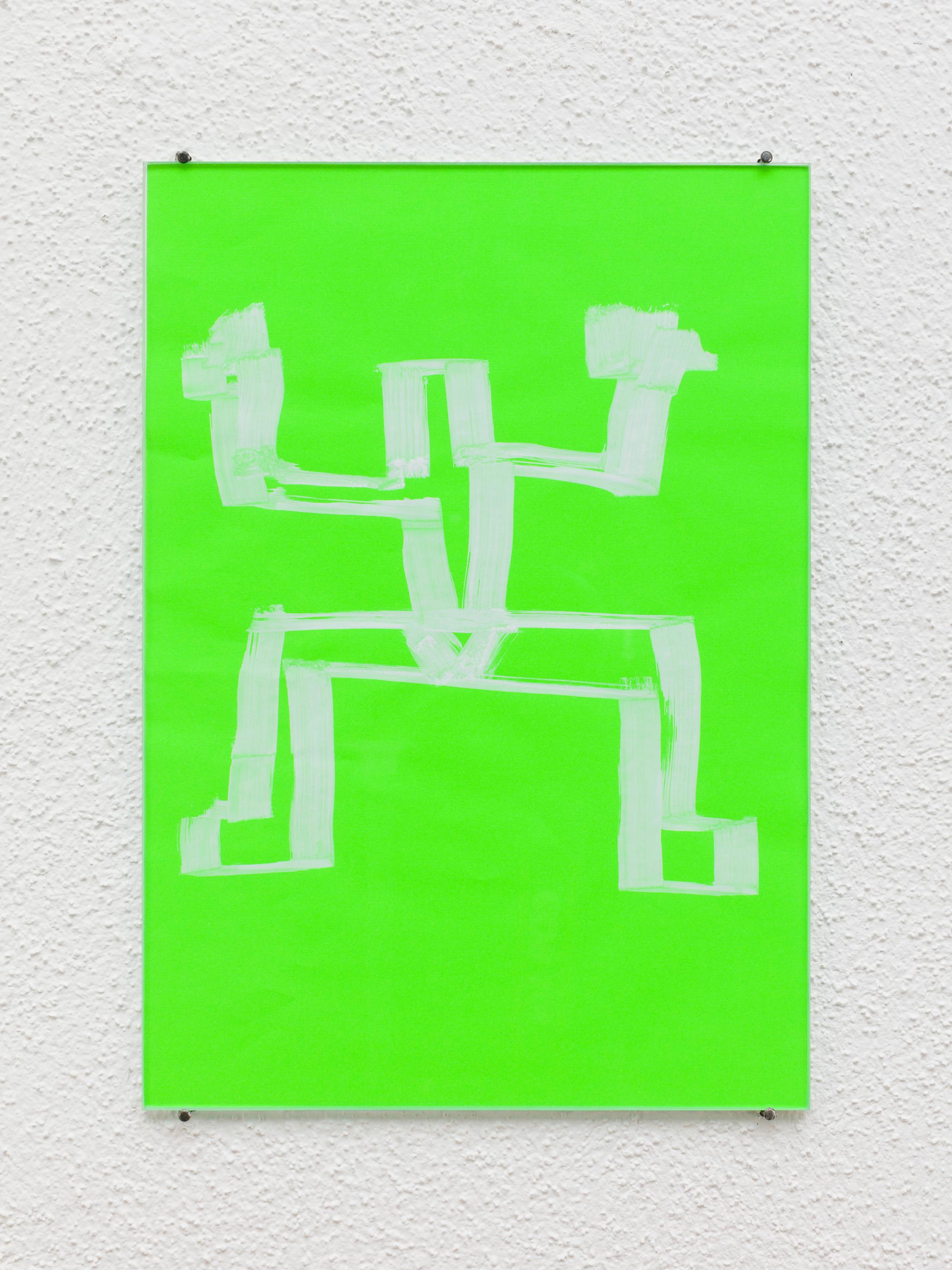 Exhibition View Bonnie Camplin «EPIC TIME – Open Luminous Green, 2018» at Kunsthaus Glarus / Photo: Gunnar Meier / Courtesy: the artist and Kunsthaus Glarus