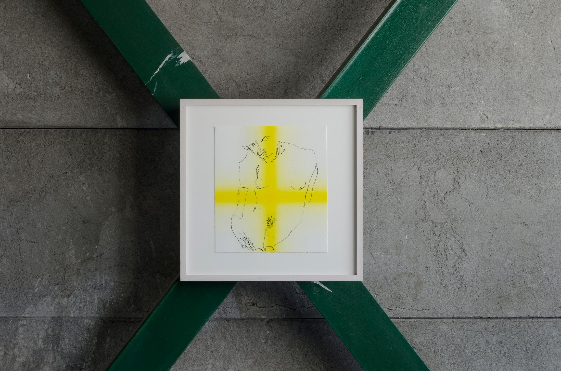 Exhibition View Groupshow «Boring Twenties; view on Andriu Deplazes, Körper und Kreuz, 2020» at Hrüze Gegi, Winterthur, 2020 / Photo: Hrüze Gegi / Courtesy: the artists and Hrüze Gegi