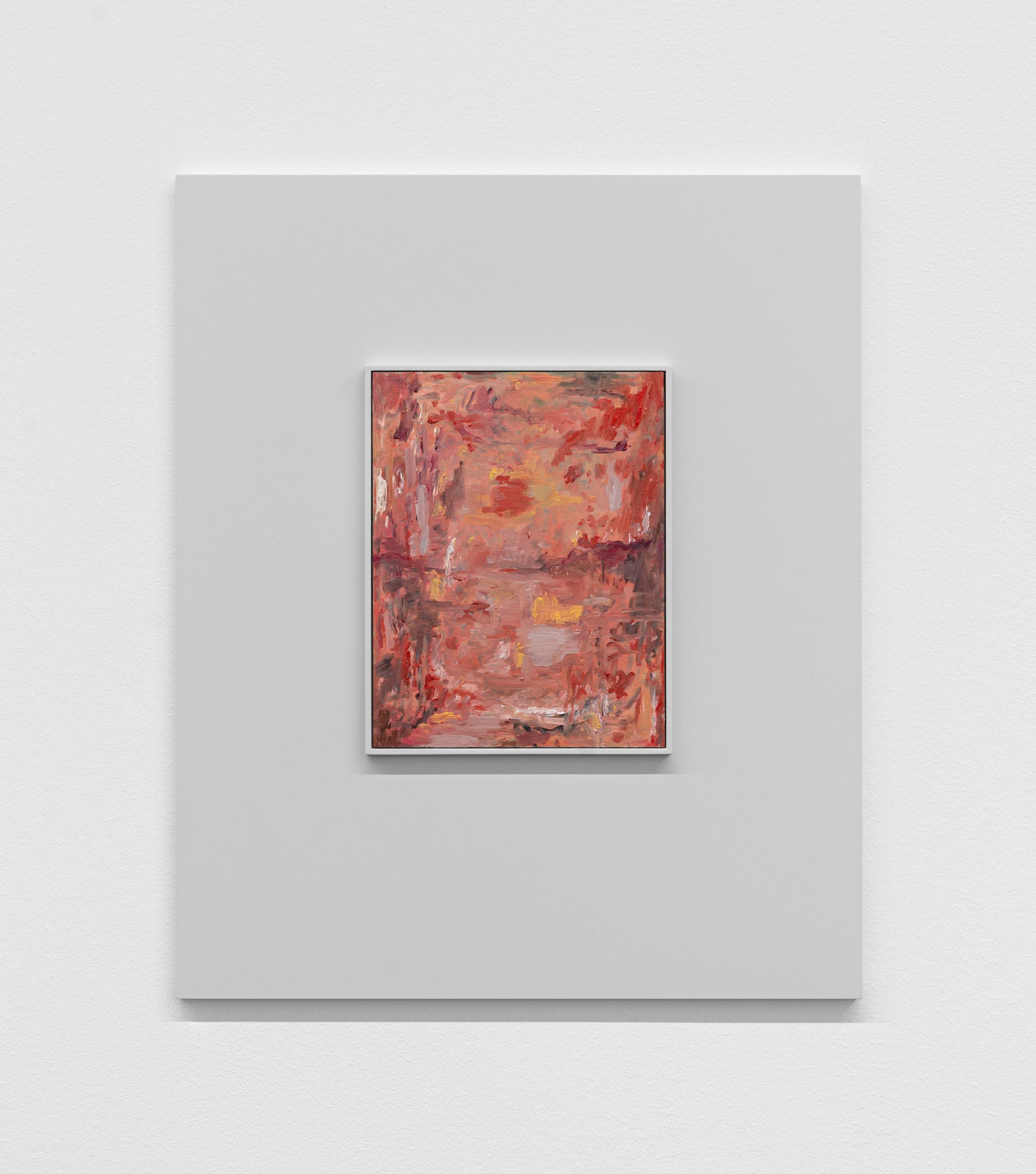 Exhibition View Camillo Paravicini Solo Show «Hart, aber fair; view on The Battle of Trafalgar, 2021, 60x50cm, Oil on wood in wooden frame» at Bündner Kunstmuseum, Chur, 2021 / Courtesy: the artist and Bündner Kunstmuseum