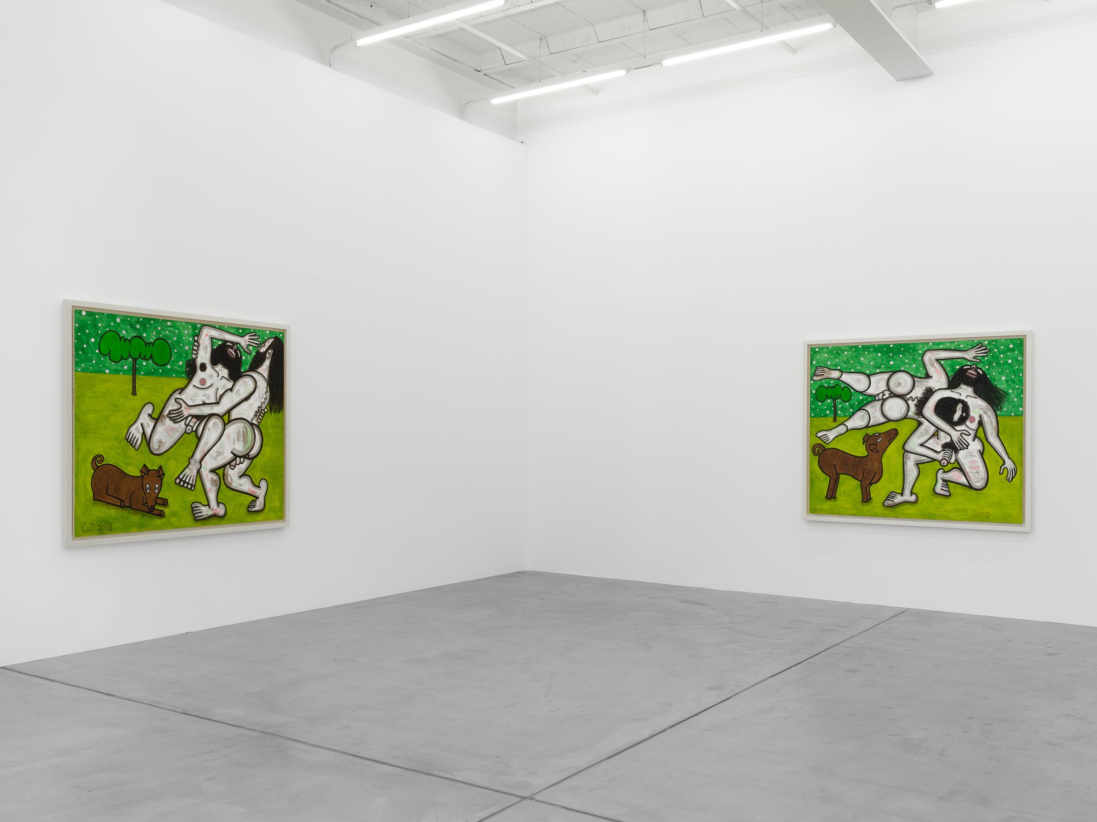 Exhibition View Carroll Dunham Soloshow «Recent Paintings» at Galerie Eva Presenhuber, Zurich, 2019 / Photo: Stefan Altenburger / © Carroll Dunham / Courtesy the artist and Galerie Eva Presenhuber, Zurich / New York