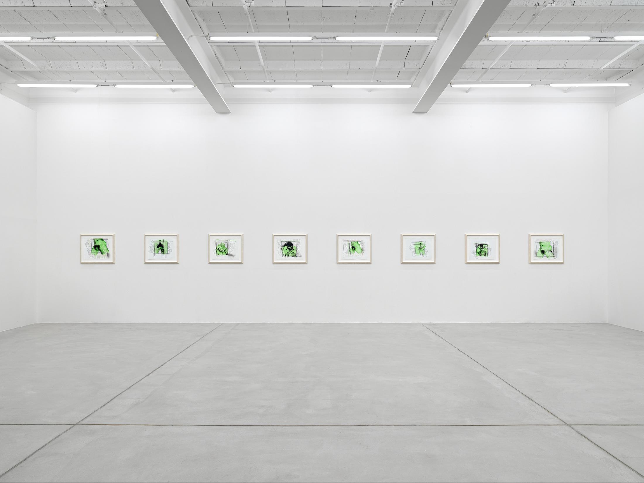 Exhibition View Carroll Dunham Solo Show «Qualiascope Paintings and Related Drawings» at Galerie Eva Presenhuber, Zurich, 2021 / Photo: Stefen Altenburger Photography / Courtesy: the artist and Galerie Eva Presenhuber