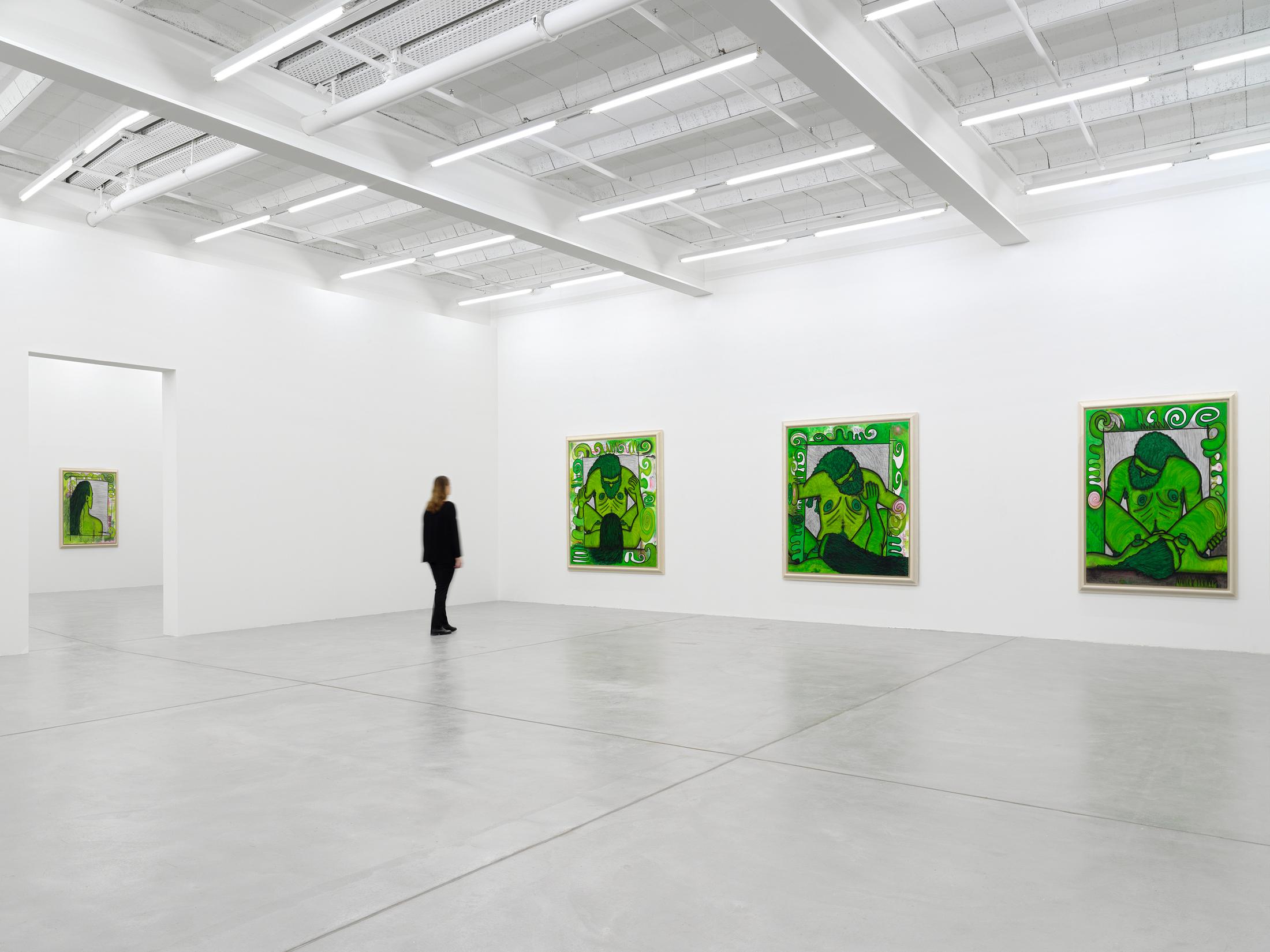 Exhibition View Carroll Dunham Solo Show «Qualiascope Paintings and Related Drawings» at Galerie Eva Presenhuber, Zurich, 2021 / Photo: Stefen Altenburger Photography / Courtesy: the artist and Galerie Eva Presenhuber