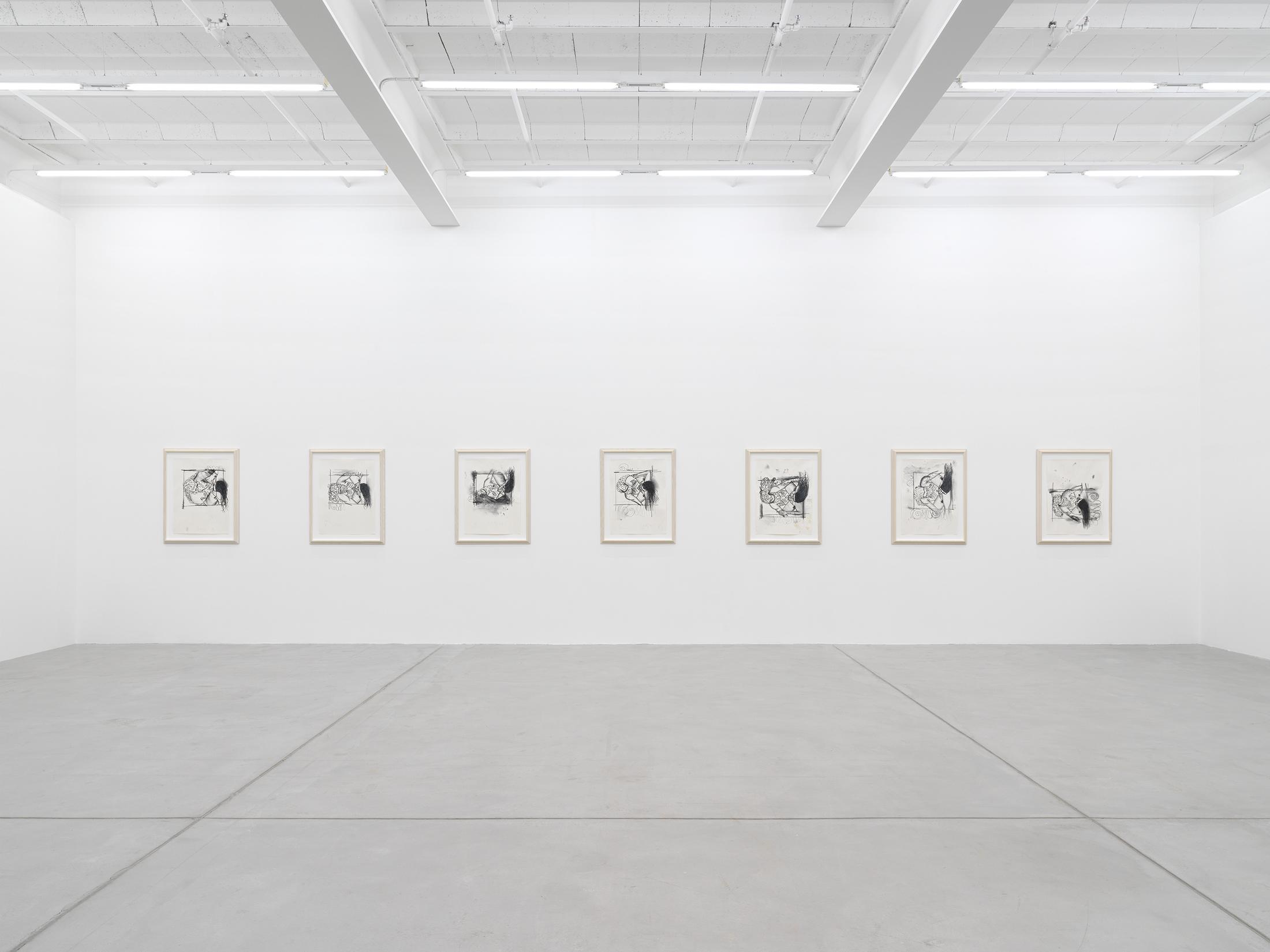 Exhibition View Carroll Dunham Solo Show «Qualiascope Paintings and Related Drawings» at Galerie Eva Presenhuber, Zurich, 2021 / Photo: Stefen Altenburger Photography / Courtesy: the artist and Galerie Eva Presenhuber