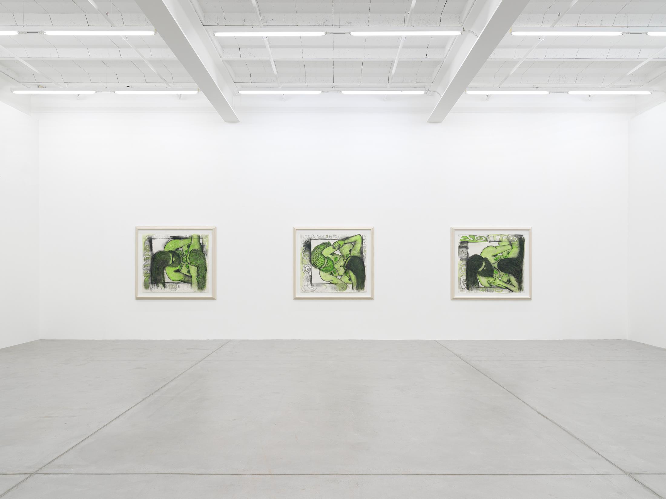 Exhibition View Carroll Dunham Solo Show «Qualiascope Paintings and Related Drawings» at Galerie Eva Presenhuber, Zurich, 2021 / Photo: Stefen Altenburger Photography / Courtesy: the artist and Galerie Eva Presenhuber
