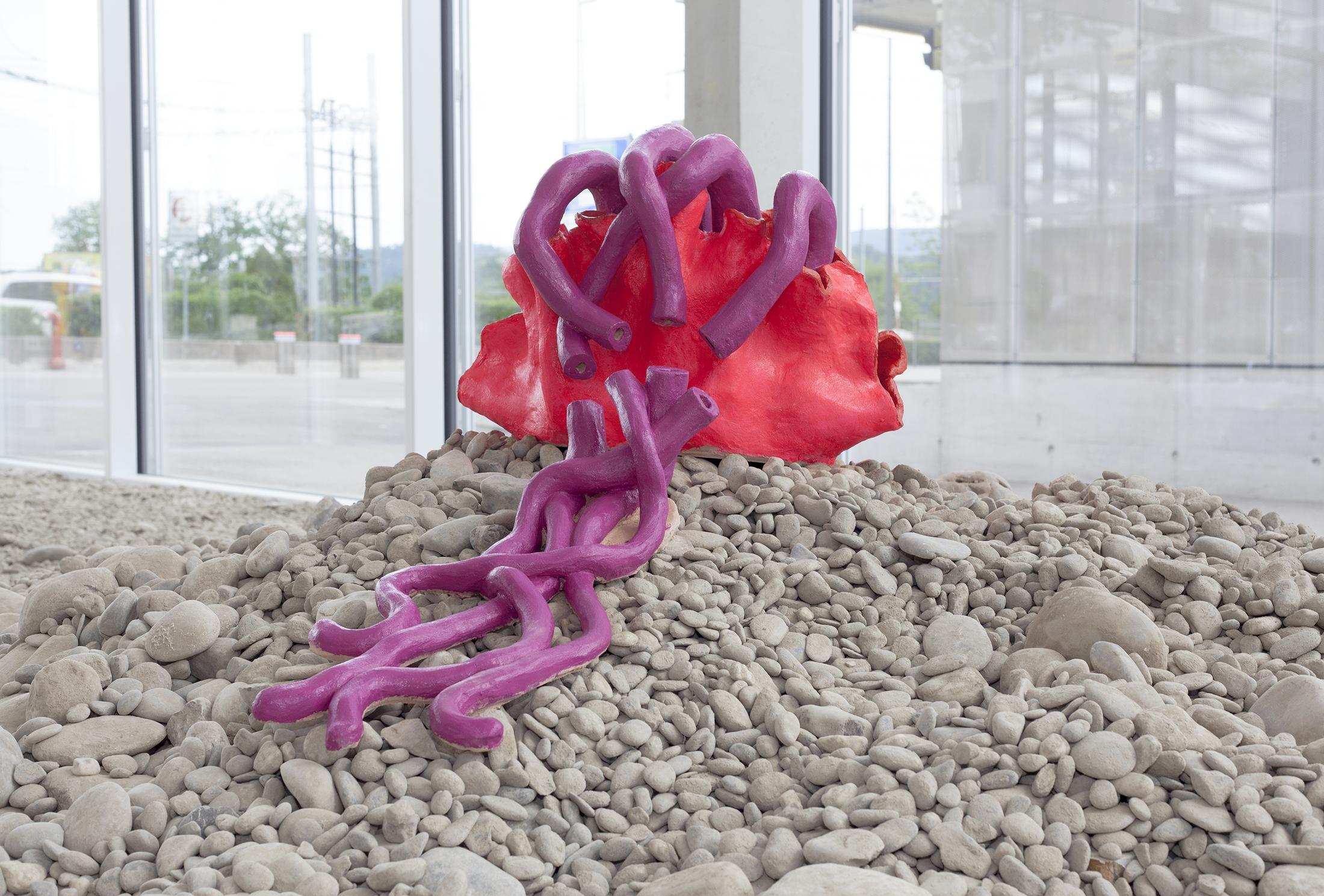 Exhibition View Cecilia Bengolea Soloshow «Oneness» at der TANK, Basel / Photo: Guadalupe Ruiz / Courtesy: the artist and Institut Kunst, Basel