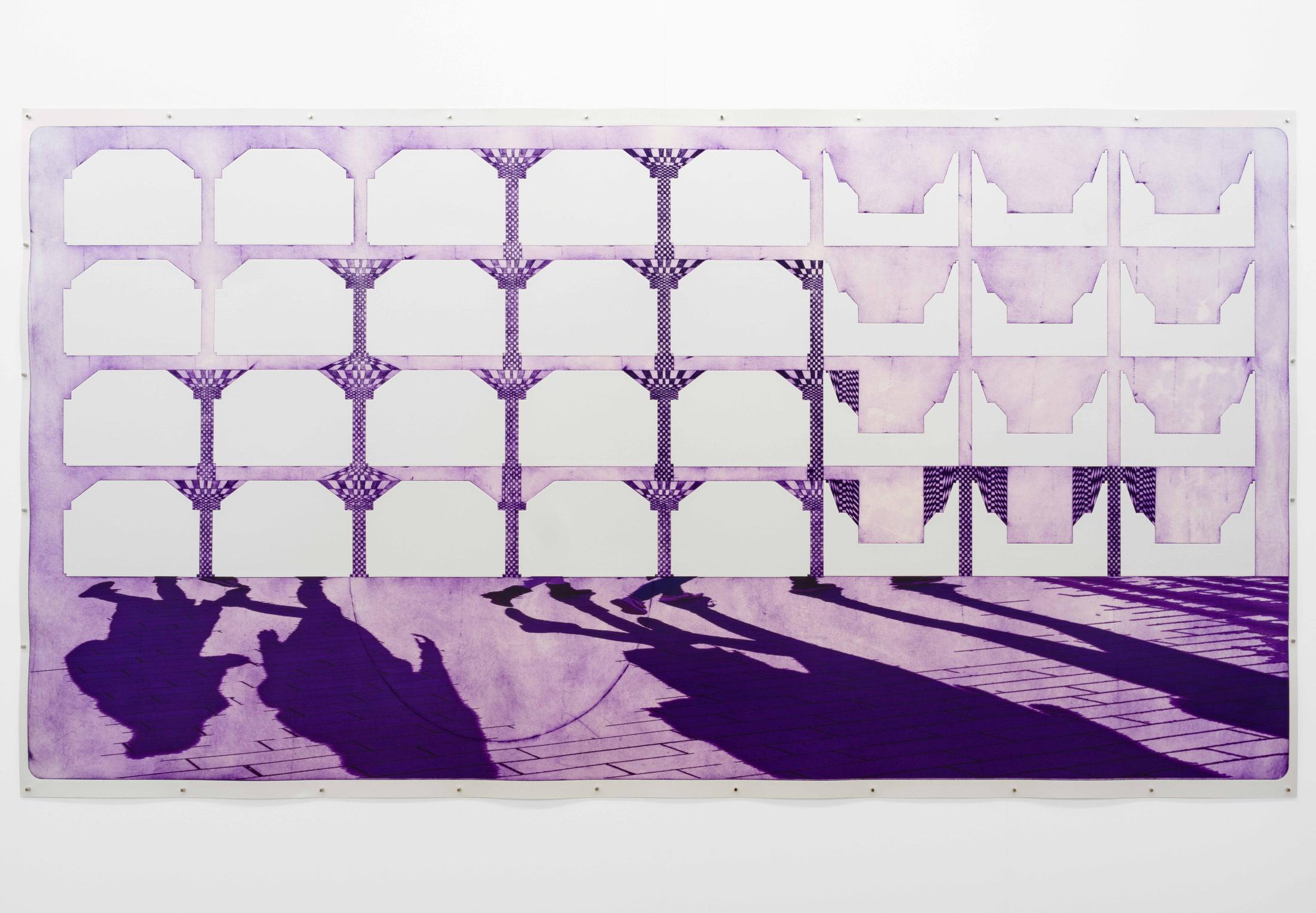 Exhibition View Cédric Eisenring Solo Show «pink/ green light; view on Cédric Eisenring, Untitled, Drypoint Etching, 120 x 242 cm, 2020» at Kirchgasse Gallery, 2021 / Photo: CE / Courtesy: the artist and Kirchgasse Gallery