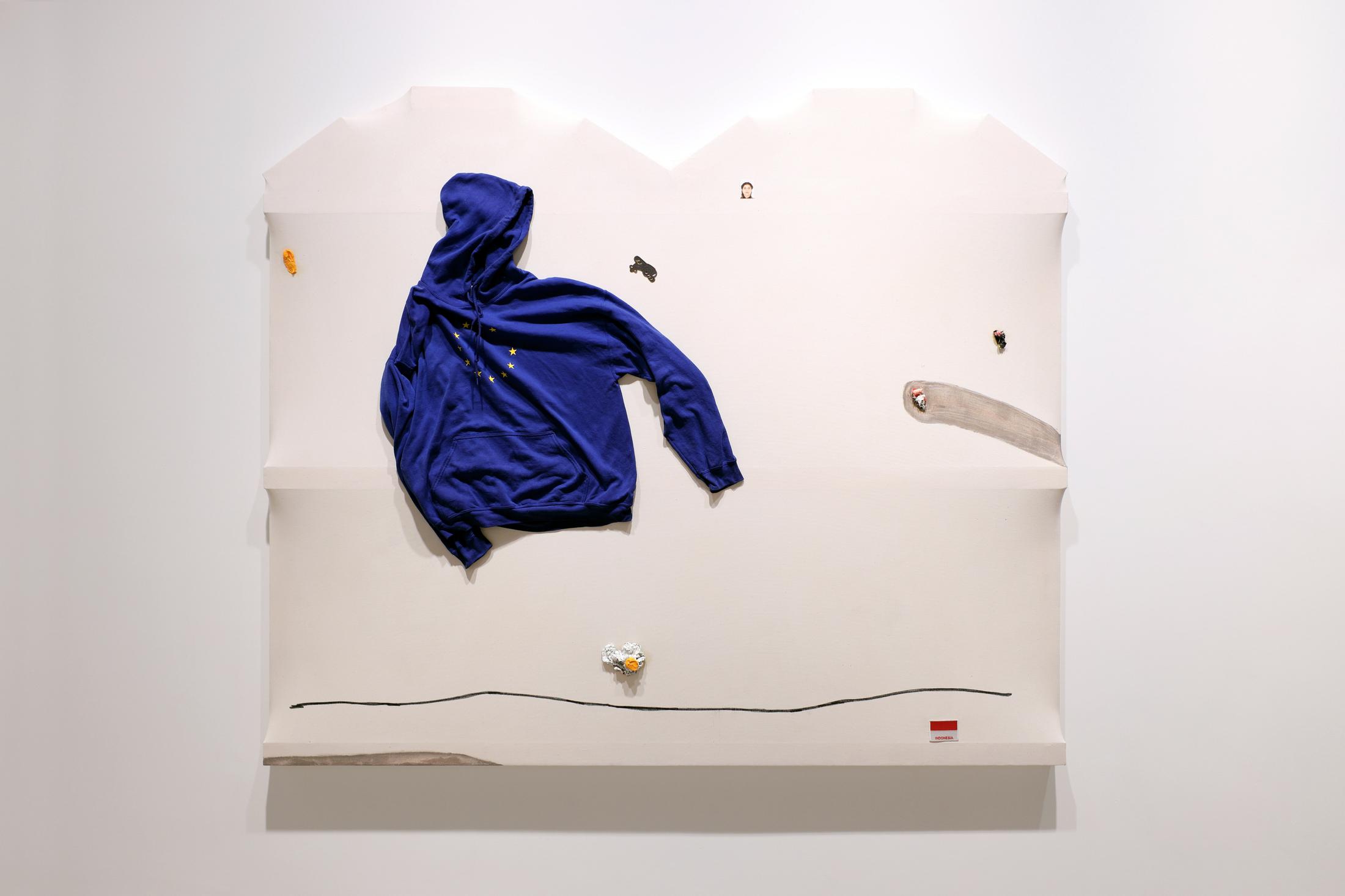 Exhibition View Charles Benjamin Soloshow «Not Again; view on Charles Benjamin, La Oltra, 2020, oil and objects on canvas, 170 x 200 x 7.5cm» at Windhager von Kaenel, Zurich, 2020 / Courtesy: the artist and Windhager von Kaenel