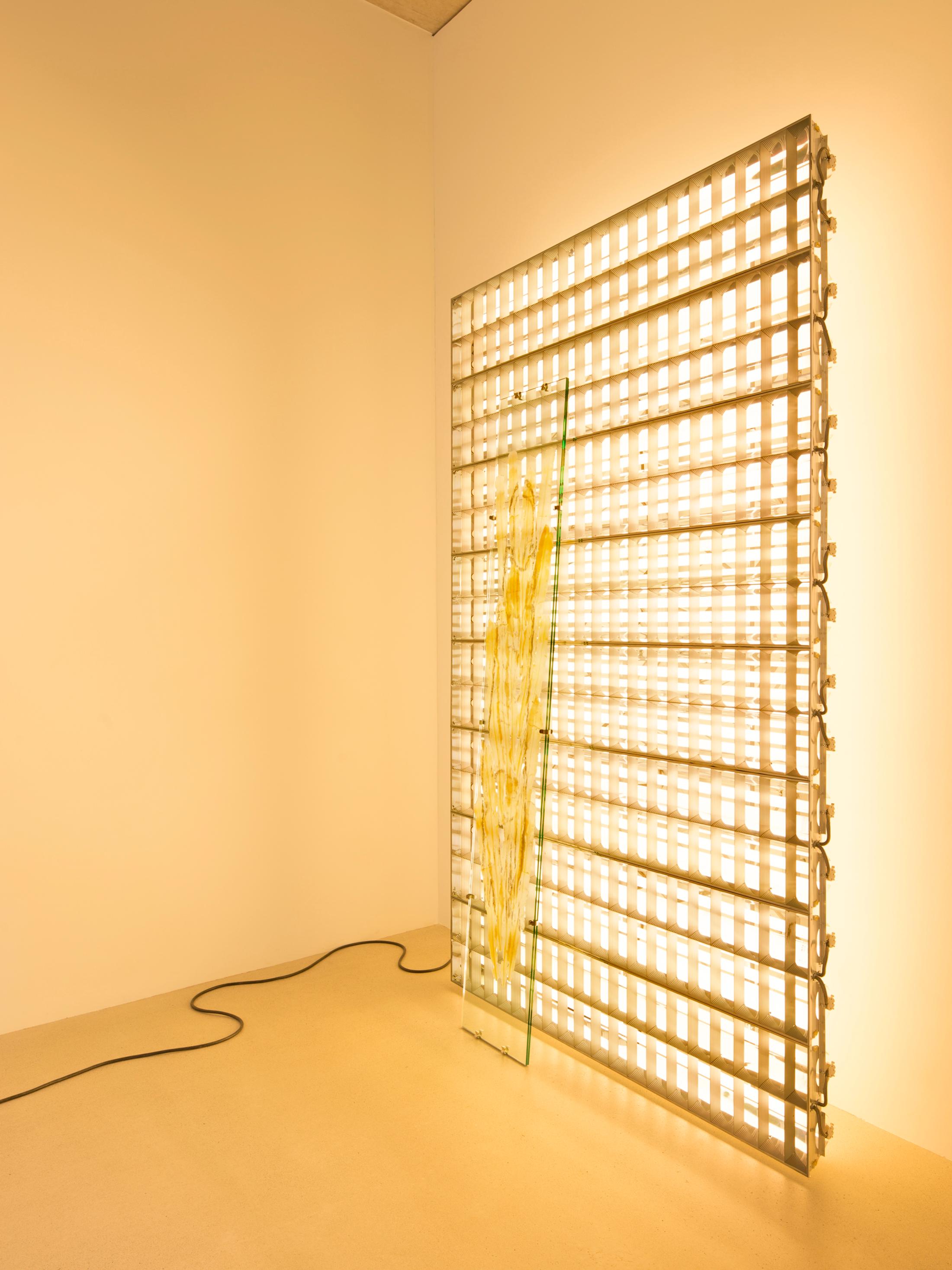 Exhibition View Chloé Delarue Solo Show «TAFAA – BLUE LIGHTS TENDERNESS; view on Chloé Delarue, TAFAA – ONLY RELICS FEEDS THE DESERT (GOODBYE), 2021» at Windhager von Kaenel, Zurich, 2021 / Photo: © Florimond Dupont / Courtesy: the artist and Windhager von Kaenel