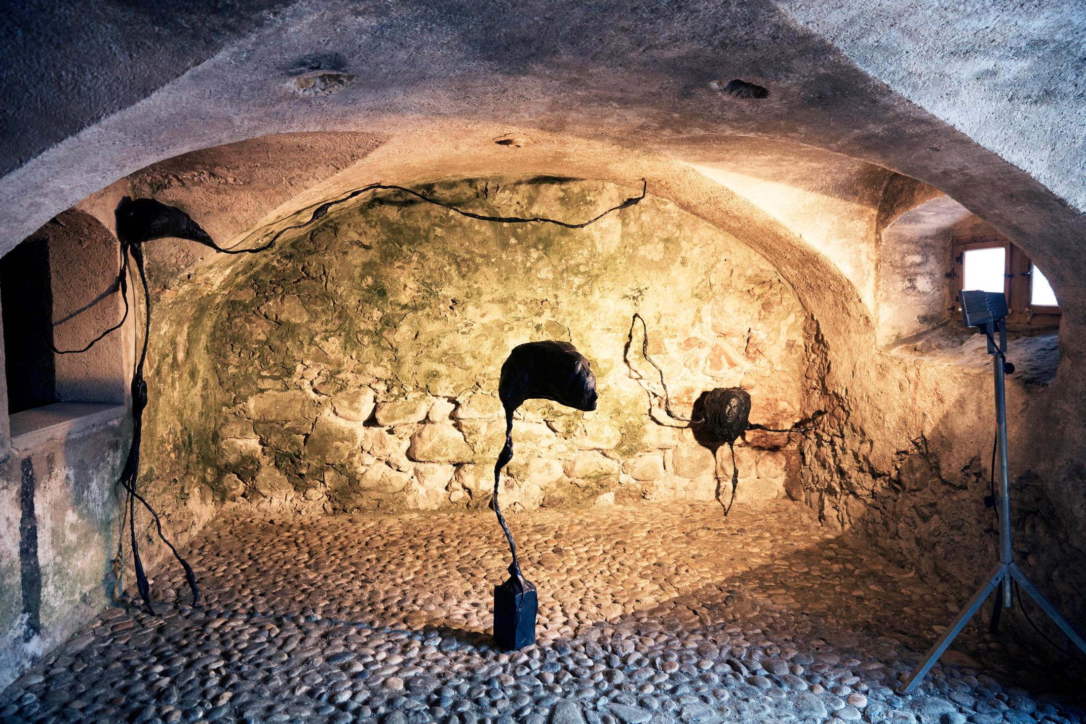 Installation View Sarah Masüger «In Your Hands»  at Stalla Madulain, 2018 / Photo: Maurice Haas / Courtesy: the artist and Stalla Madulain