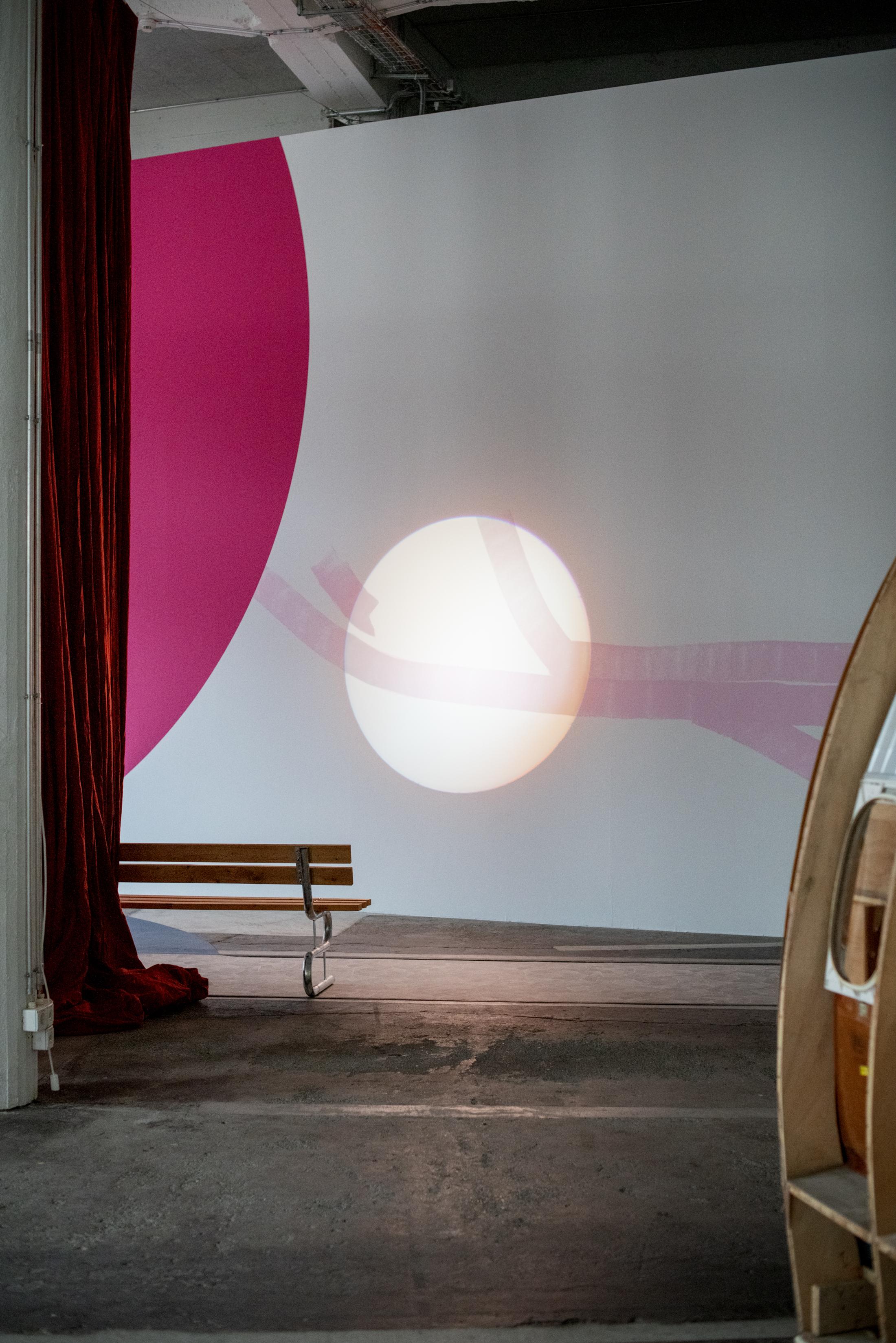 Exhibition View Group Show «Città irreale; view on Jessica Stockholder, Vortex in the Play of Theater with Real Passion in Memory of Kay Stockholder, 2000-2020» at Lokremise, St. Gallen, 2021 / Photo: Sebastian Stadler / Courtesy: the artist and Kunstmuseum St. Gallen