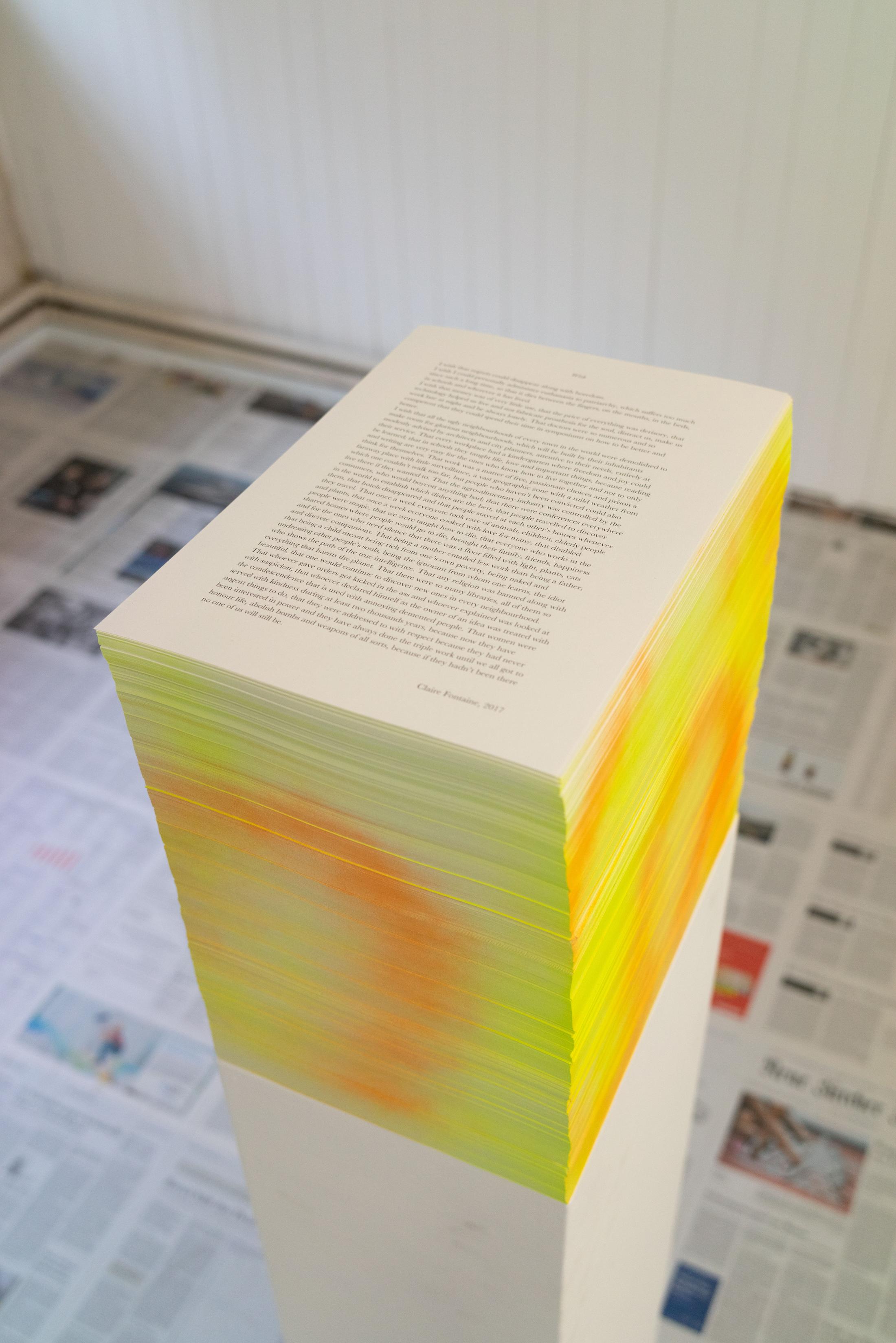 Exhibition View Claire Fontaine Soloshow «Too Late To Read» at Longtang, Zurich, Oerlikon, 2019 / Photo: Stefan Burger / Courtesy: the artist and Longtang