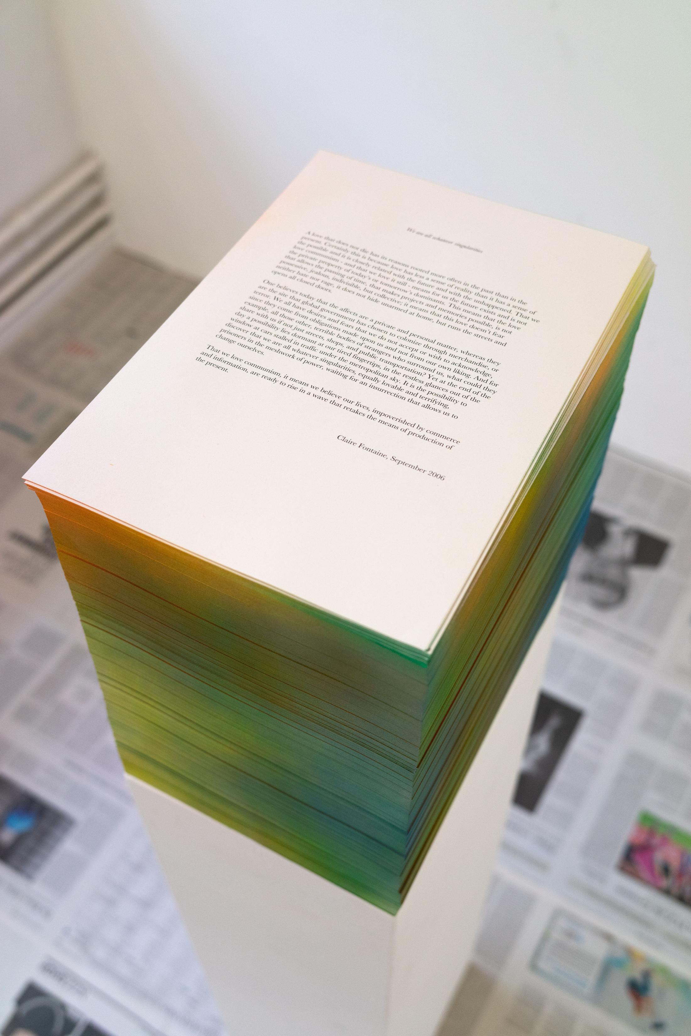 Exhibition View Claire Fontaine Soloshow «Too Late To Read» at Longtang, Zurich, Oerlikon, 2019 / Photo: Stefan Burger / Courtesy: the artist and Longtang