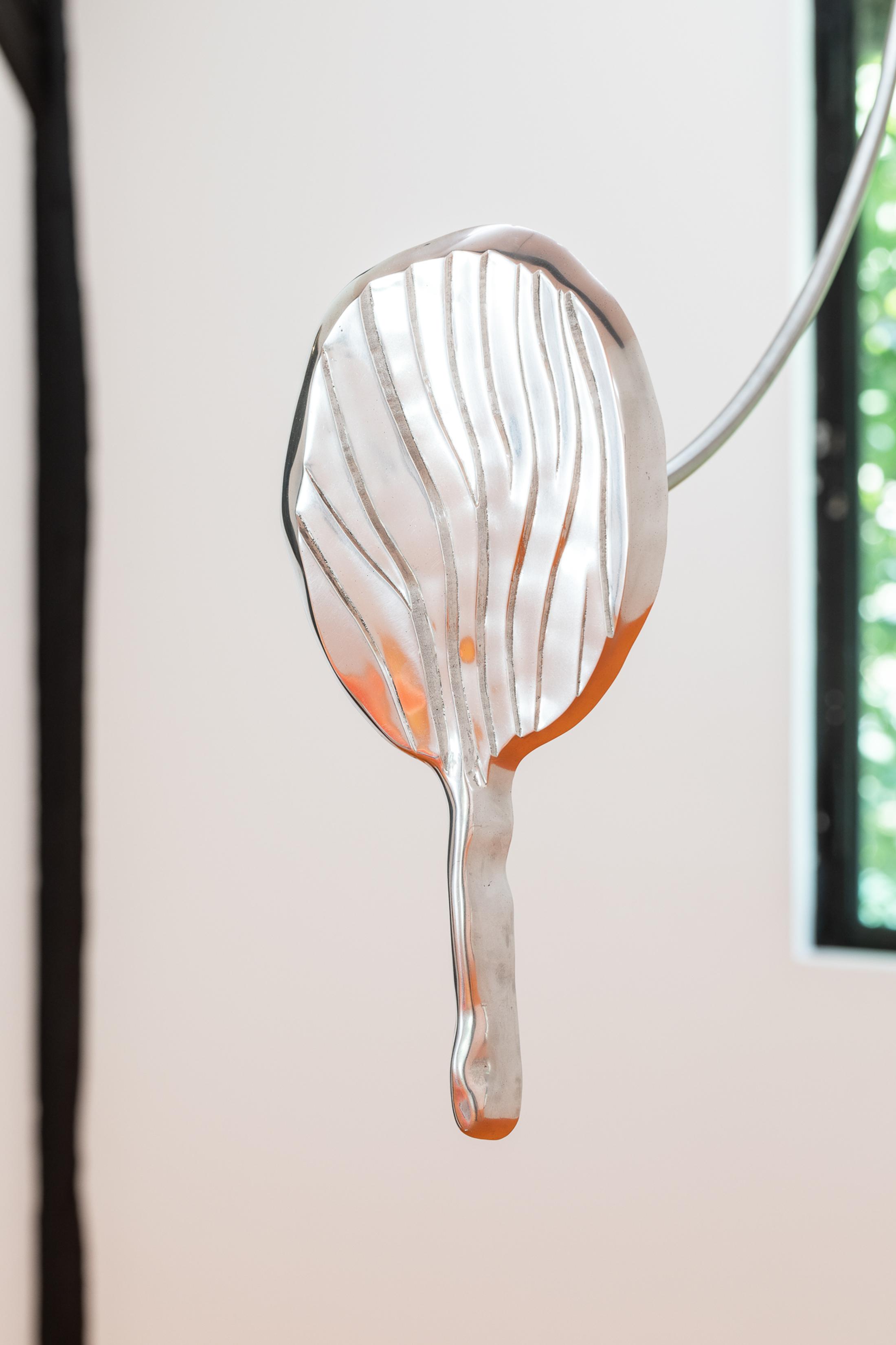 Exhibition View Group Show «Cockroach or Queen?; view on Gil Pellaton, How One by Hap they Humane Figure Lost, 2020, hand polished aluminium cast, dimensions variable» at Last Tango, Zurich, 2021 / Photo: Kilian Bannwart / Courtesy: the artist and Last Tango