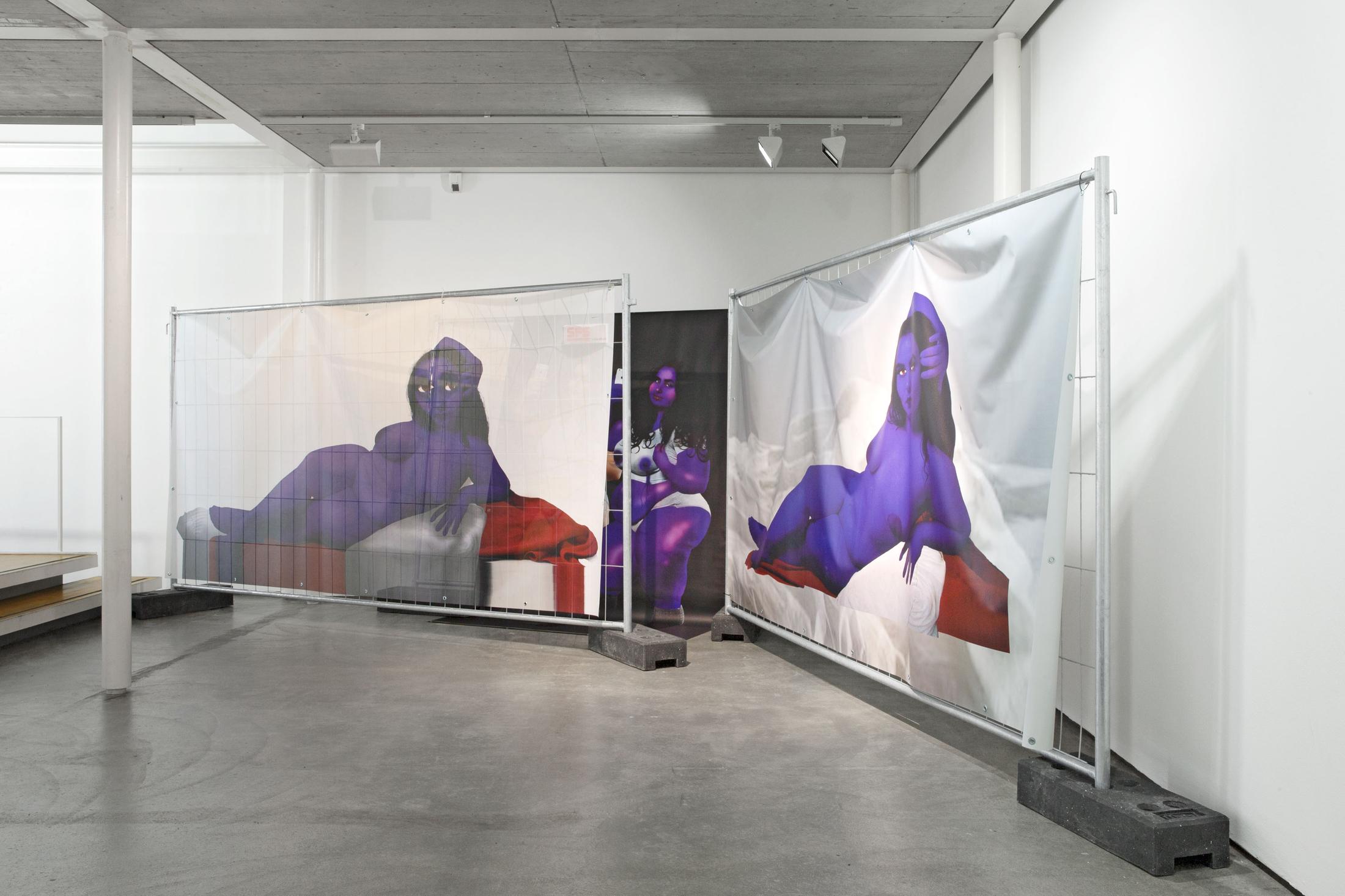 Exhibition View Group Show «Contrology; view on Giulia Essyad, Blueberry Study, 2021» at Kunst Raum Riehen, 2021 / Photo: Gina Folly / Courtesy: the artist and Kunstraum Riehen