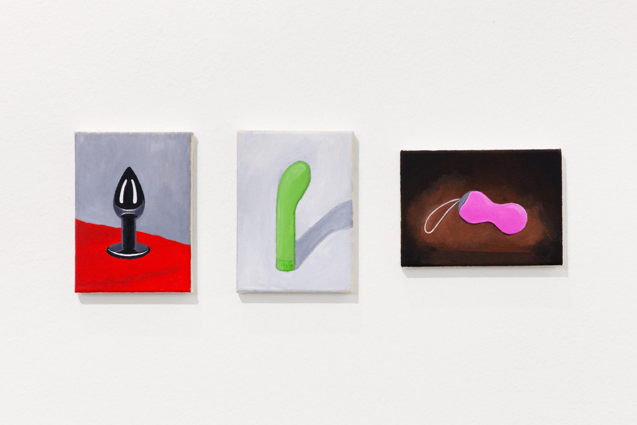 Exhibition View Group Show «Contrology; view on Ivan Mitrovic, Gaze (4–6), 2021, Oil on canvas, 10 x 15 cm» at Kunst Raum Riehen, 2021 / Photo: Gina Folly / Courtesy: the artists and Kunstraum Riehen