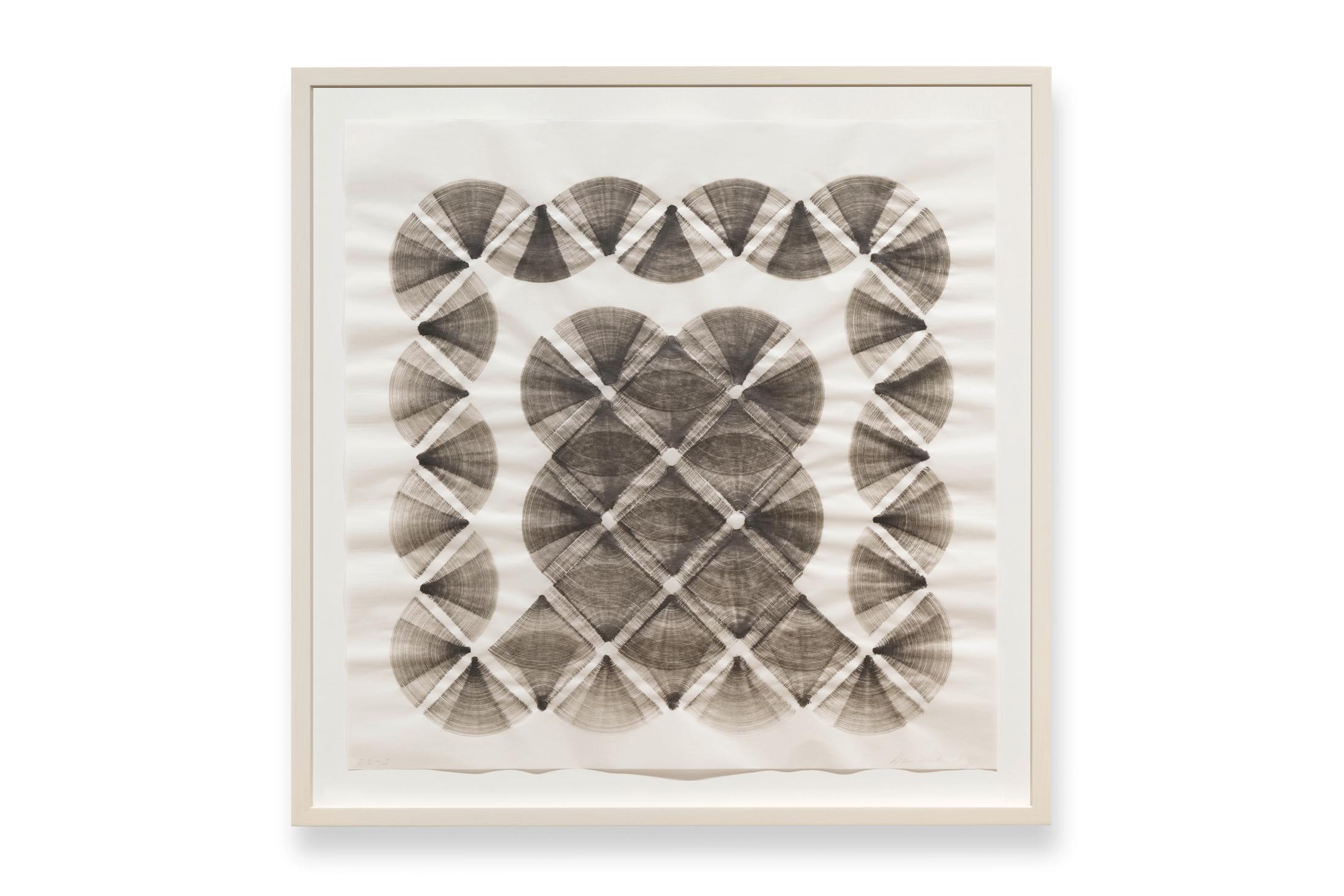 Exhibition View Dan Walsh Soloshow «AfterMath; view on Dan Walsh, EZ - J, 2020, ink on Echizen paper, 50.8 x 50.8, (framed)» at Galerie Tschudi, Zuoz, 2020 / Photo: Ralph Feiner, Malans / Courtesy: the artist and Galerie Tschudi