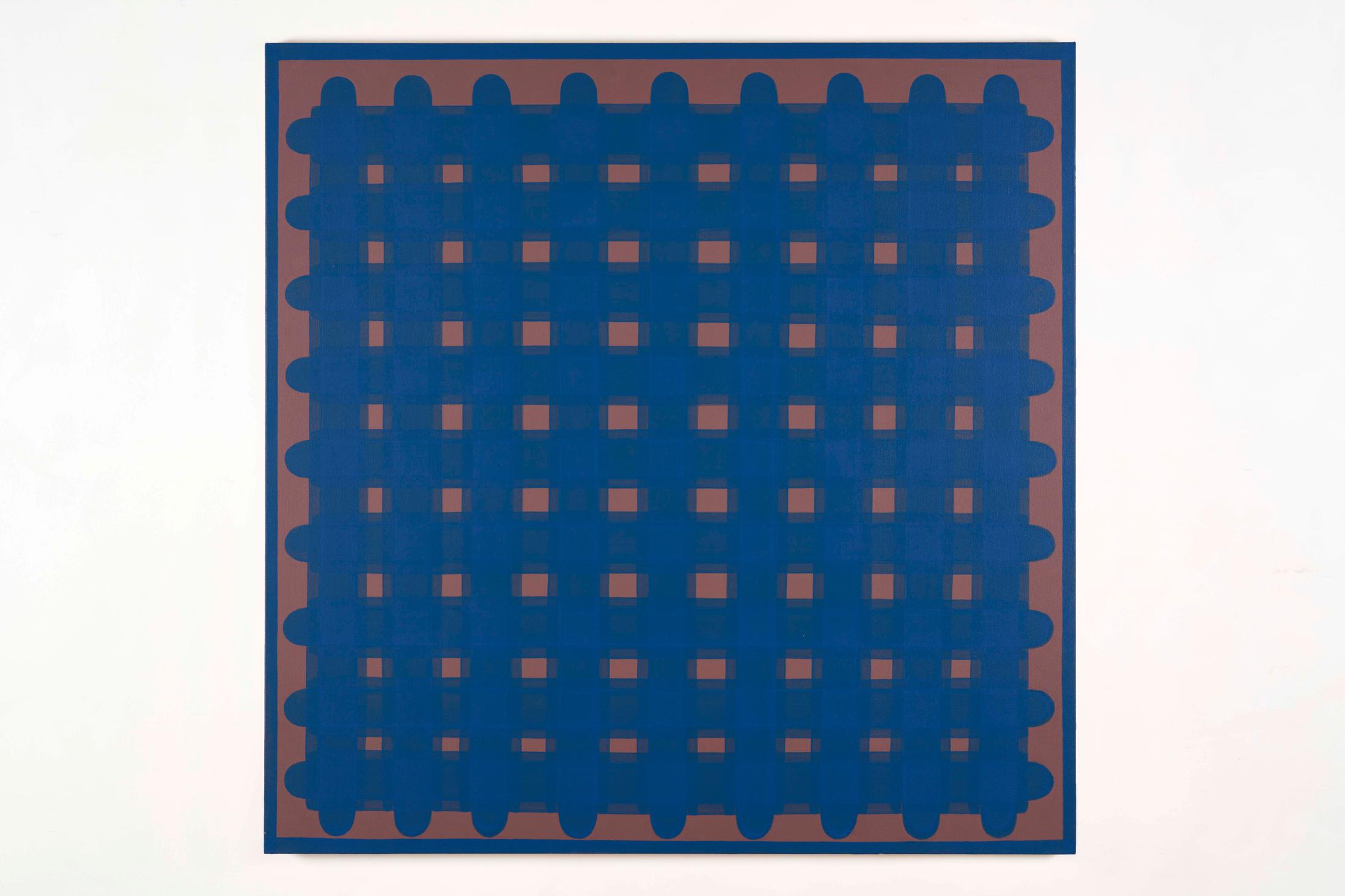 Exhibition View Dan Walsh Soloshow «AfterMath; view on Dan Walsh, Broadcast, 2009, acrylic on canvas, 139.7 x 139.7 cm» at Galerie Tschudi, Zuoz, 2020 / Photo: Ralph Feiner, Malans / Courtesy: the artist and Galerie Tschudi