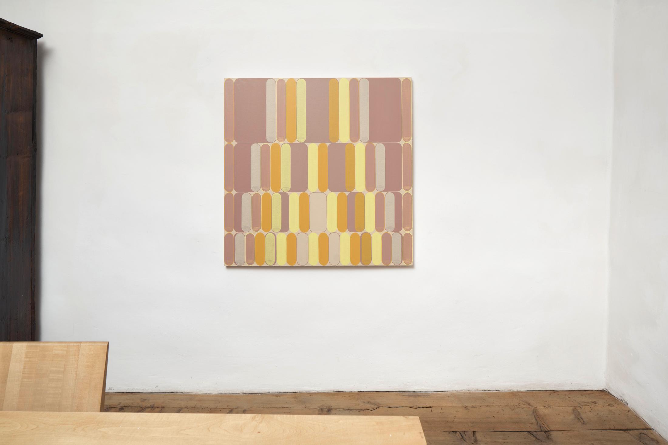 Exhibition View Dan Walsh Soloshow «AfterMath; view on Dan Walsh, Tapia, 2018, acrylic on canvas, 101.6 x 101.6 cm» at Galerie Tschudi, Zuoz, 2020 / Photo: Ralph Feiner, Malans / Courtesy: the artist and Galerie Tschudi