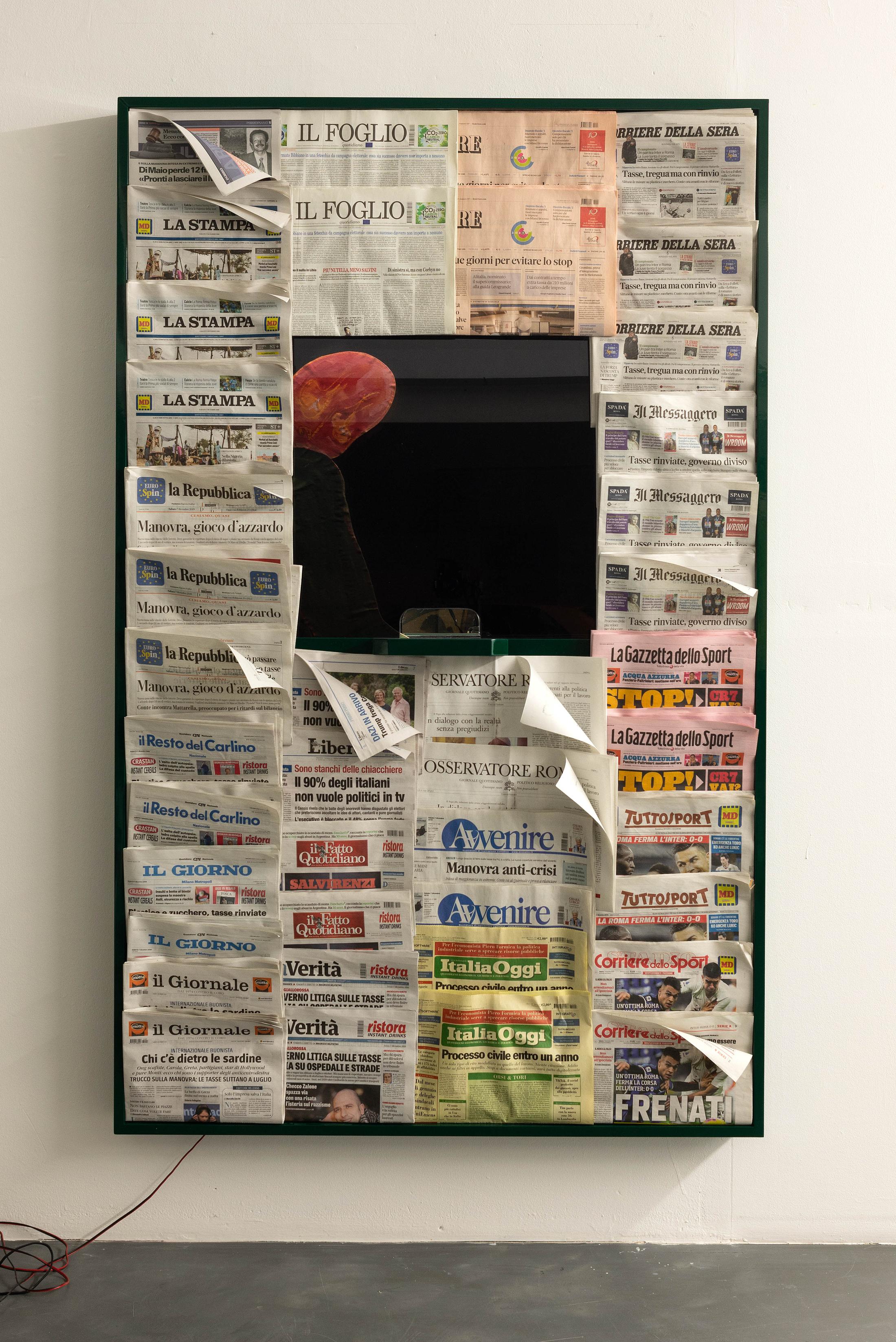 Exhibition View Daniele Milvio Soloshow «Die besten Jahre unseres Lebens; view on Sarà che Piove da Luglio, 2019» at Weiss Falk, Basel, 2019 / Photo: Flavio Karrer / Courtesy: the artist and Weiss Falk